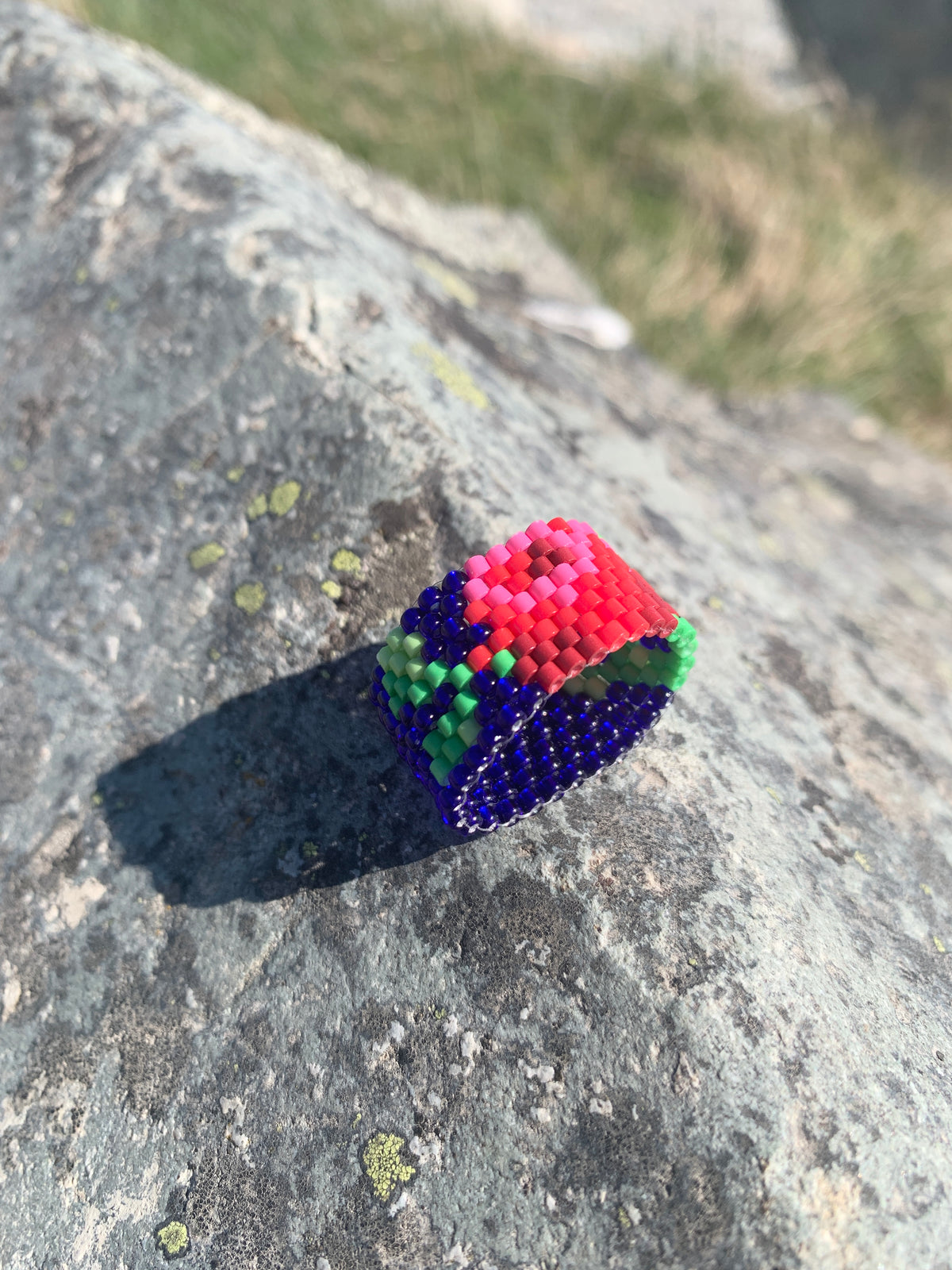 Customised Beaded Blue Sky Rose Ring
