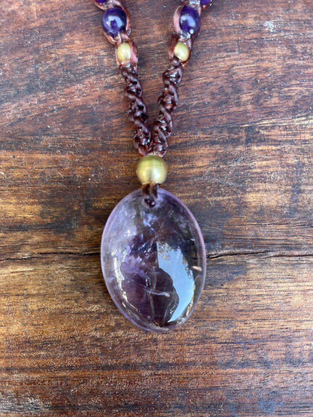 Amethyst Pendant, Macrame necklace