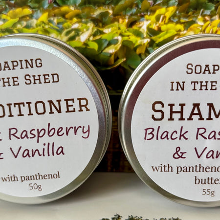 Black Raspberry & Vanilla Solid Shampoo & Conditioner Bars. Twin Pack