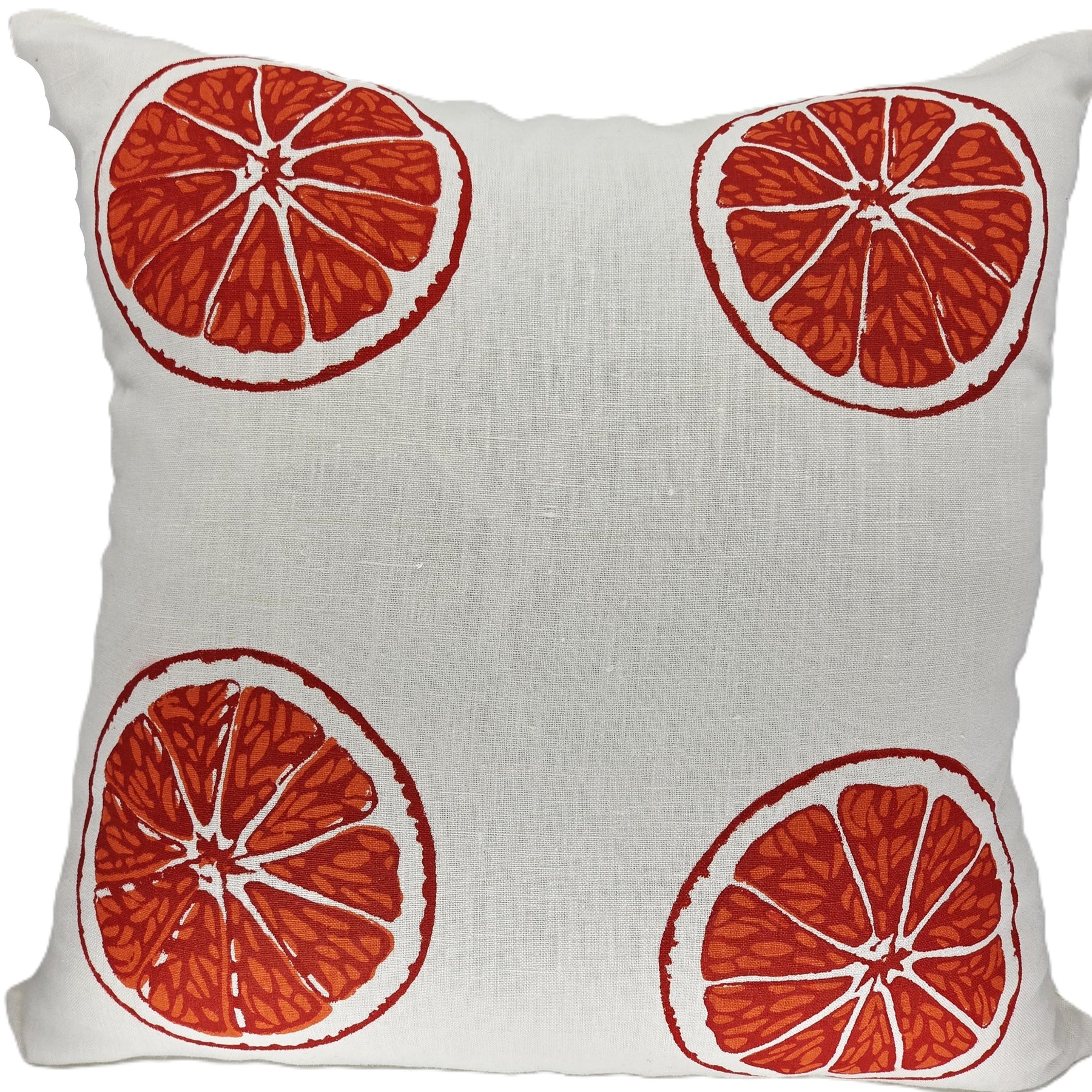 Hand Screen Printed - Oranges & Oranges Linen cushion covers