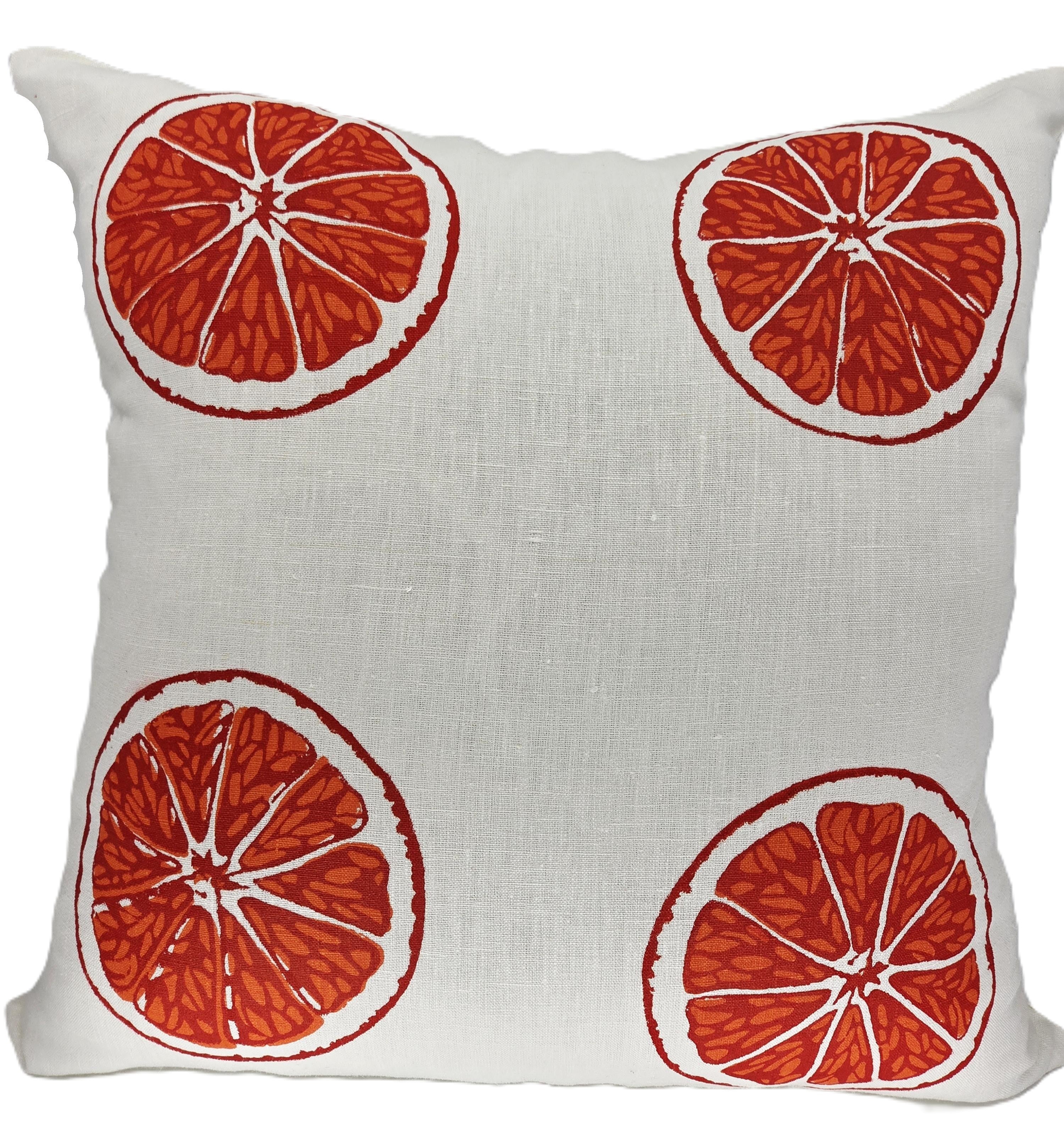 Hand Screen Printed - Oranges & Oranges Linen cushion covers