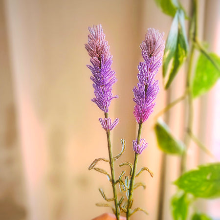 Handmade French Beaded Lavender 2x Stems