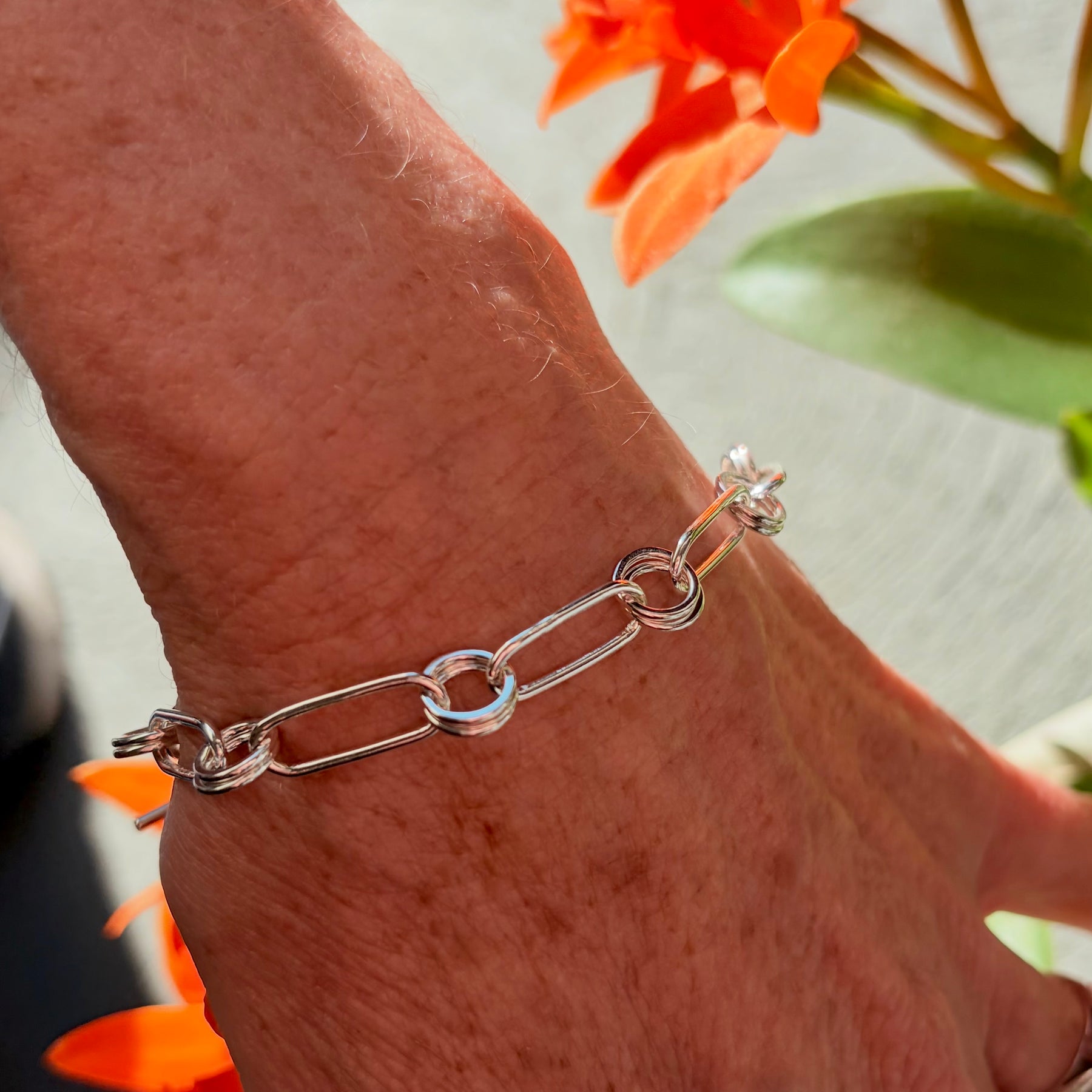 Double Loop Sterling Silver Bracelet