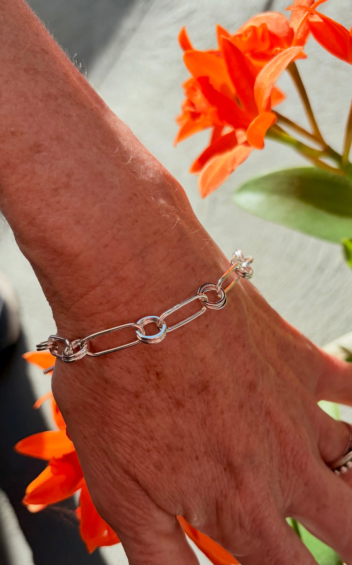 Double Loop Sterling Silver Bracelet