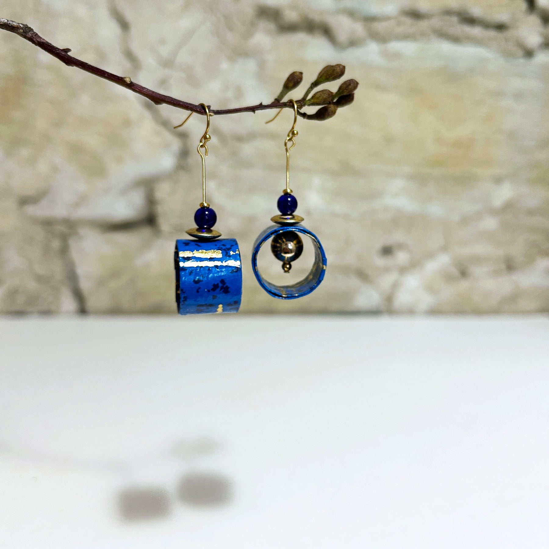 Earrings Brilliant Blue & Gold - EC-470