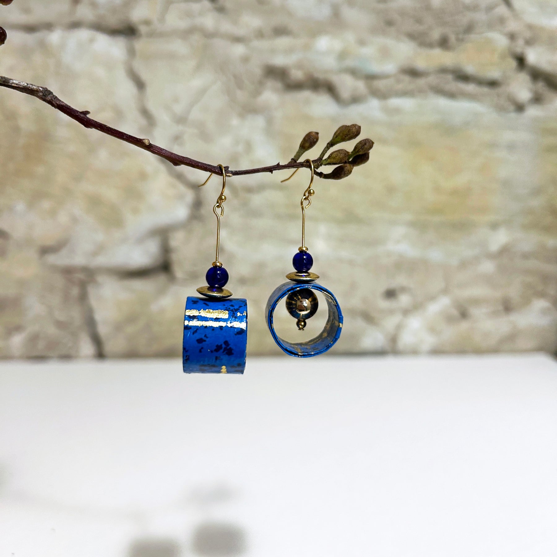 Earrings Brilliant Blue & Gold - EC-470