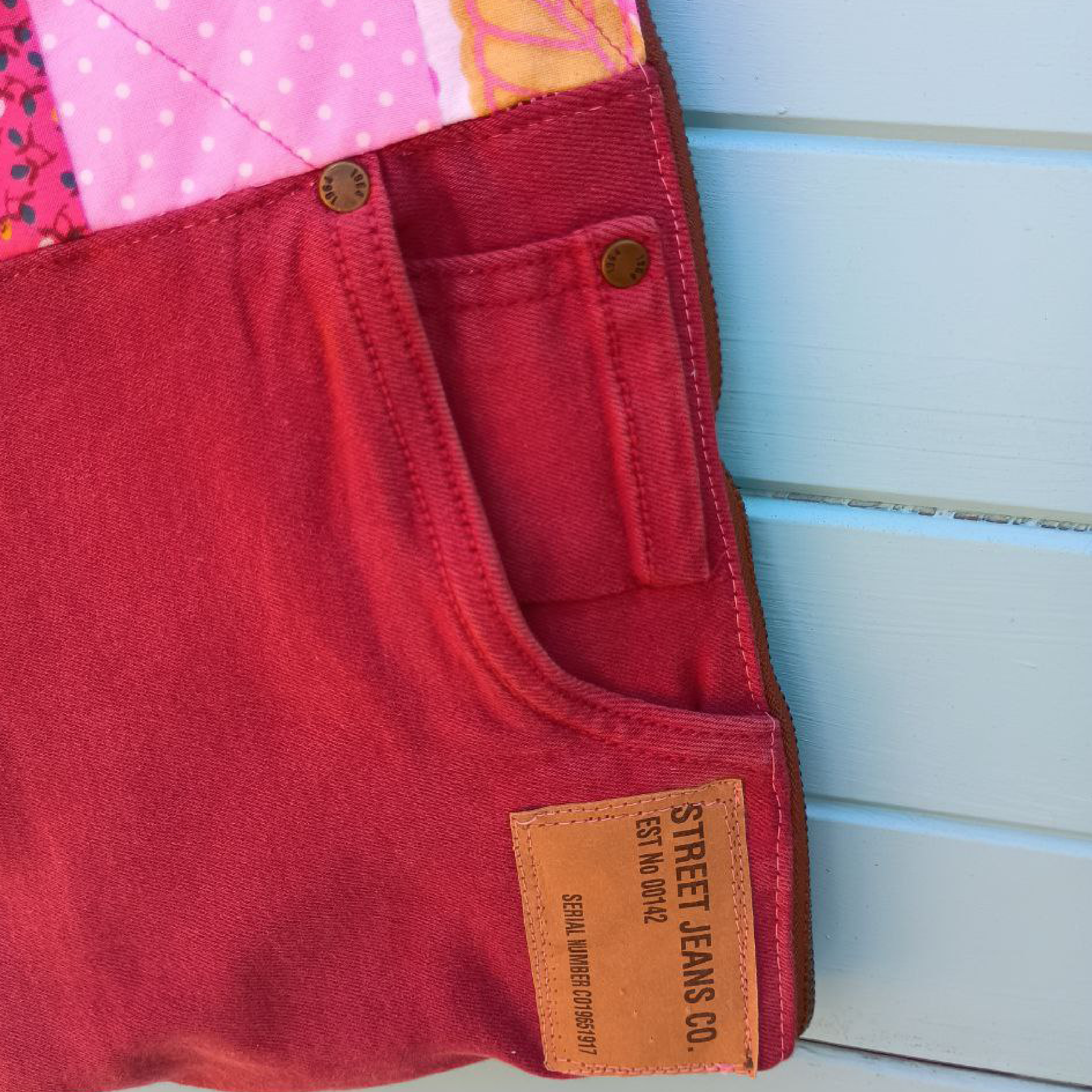 Dusty Denim Pouch Cosmetic Everyday Bag Upcycled Vintage Fabrics & Denim