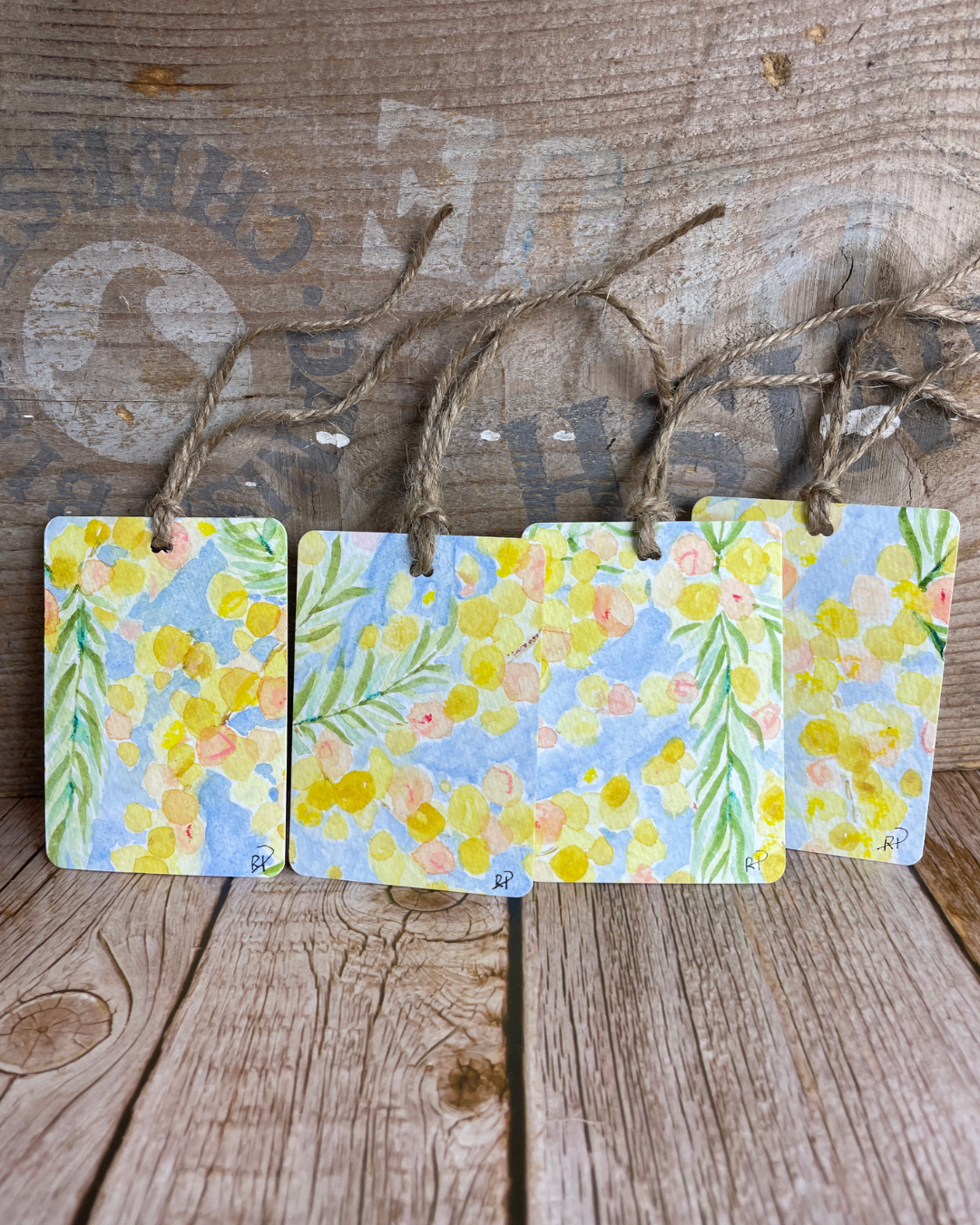 Original Handmade Watercolour Gift Tags (Set of 4) I Wattle Collection