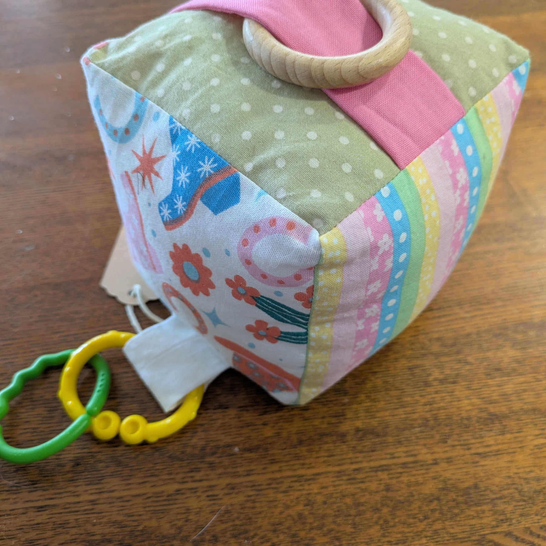 Western Cowgirl Pink Check Soft Baby Cube