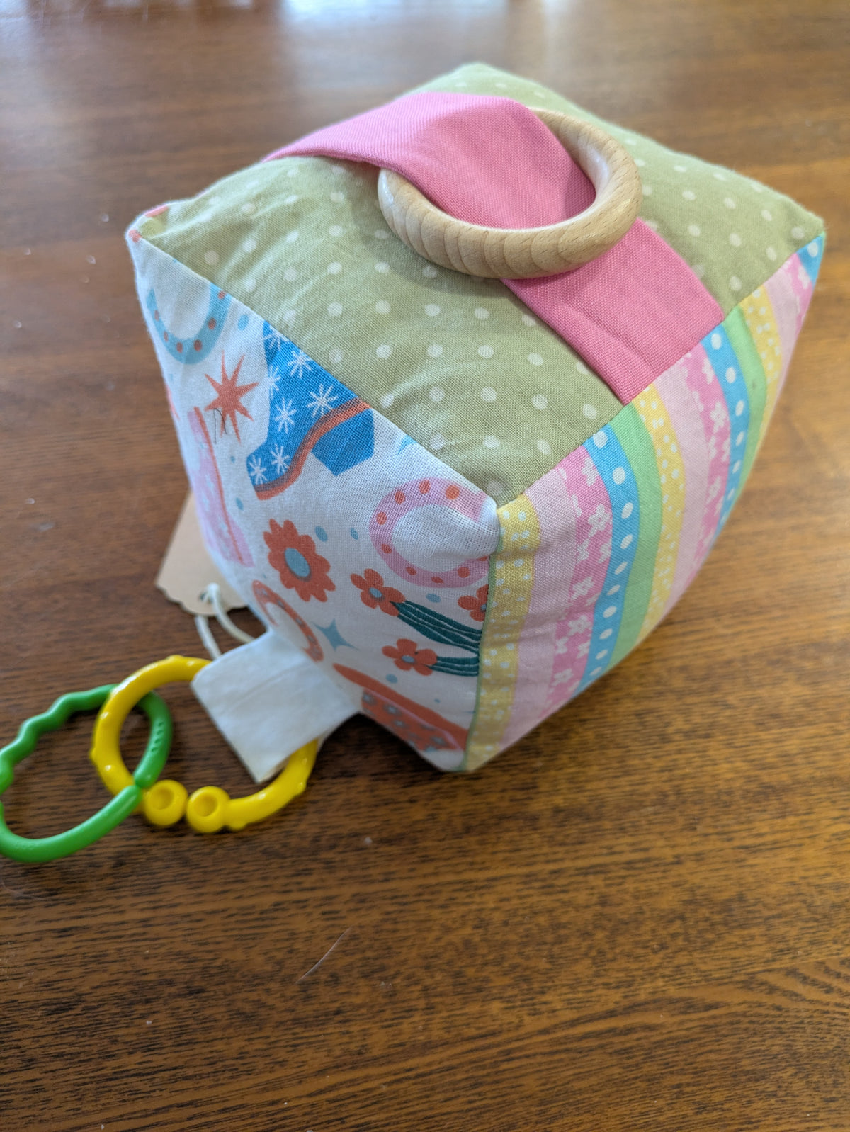 Western Cowgirl Pink Check Soft Baby Cube