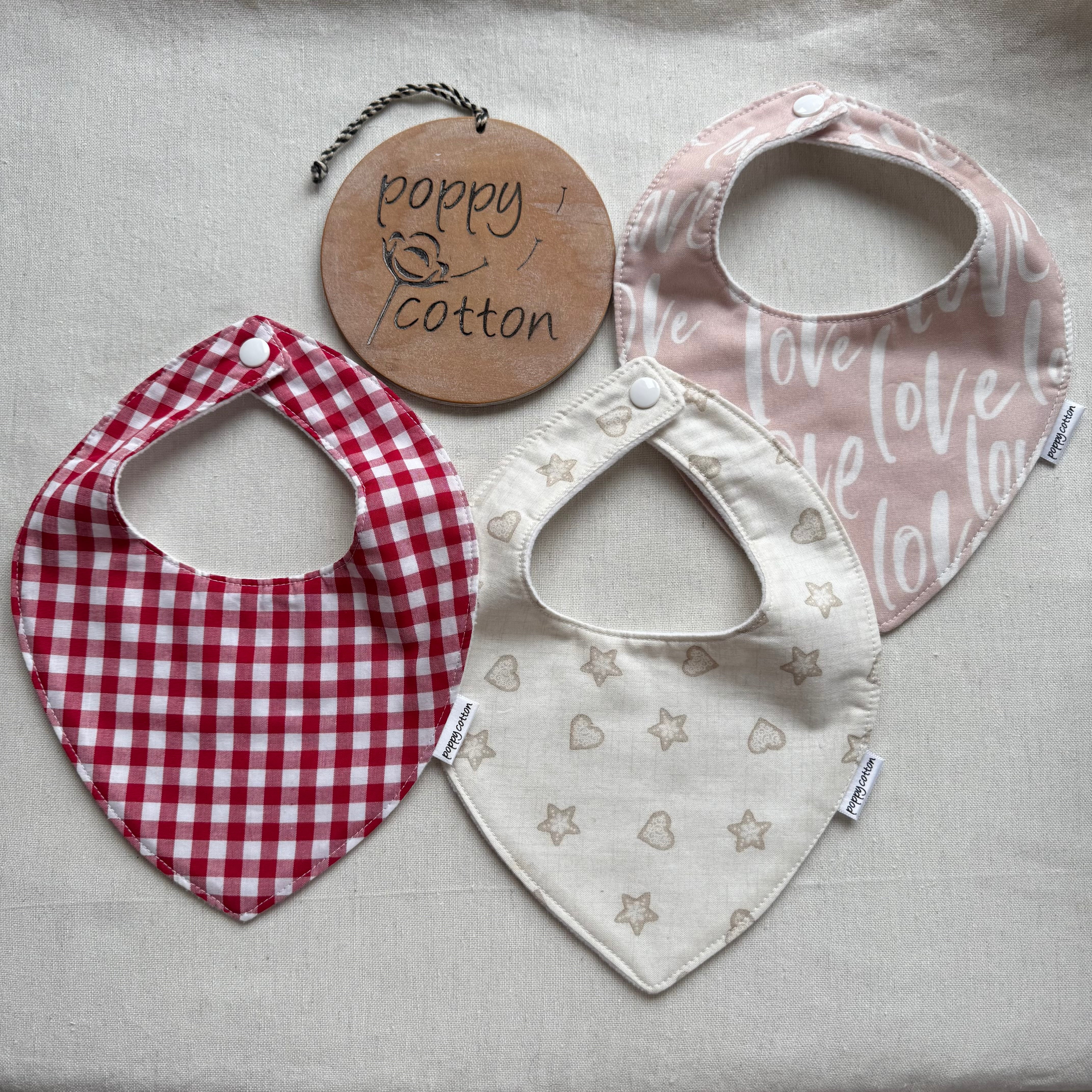 Handmade Cotton Dribble Bib Set (3)