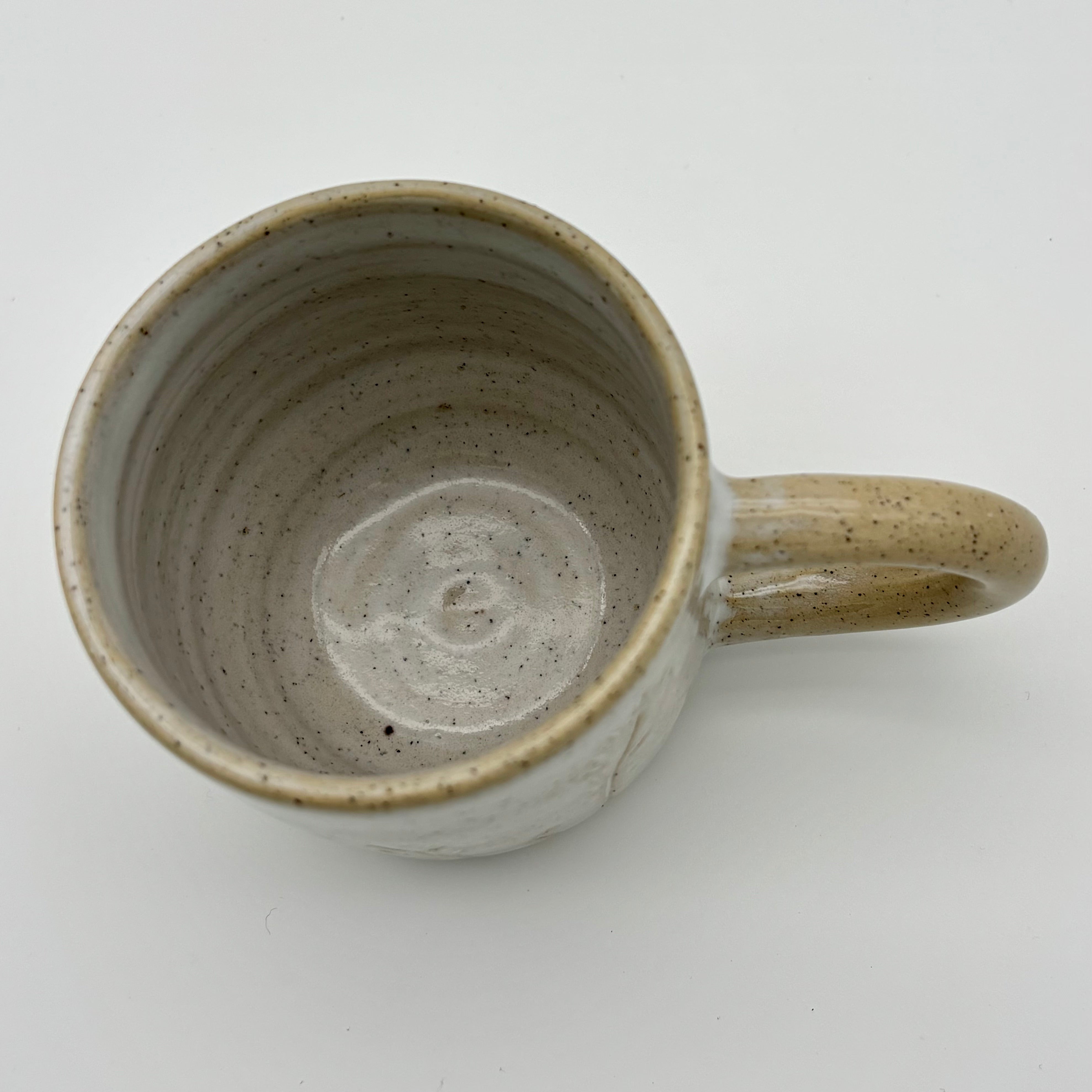 Handmade Ceramic Mug | Wheel Thrown Cup with Handle | Hand Carved Decoration | Neutral Palette