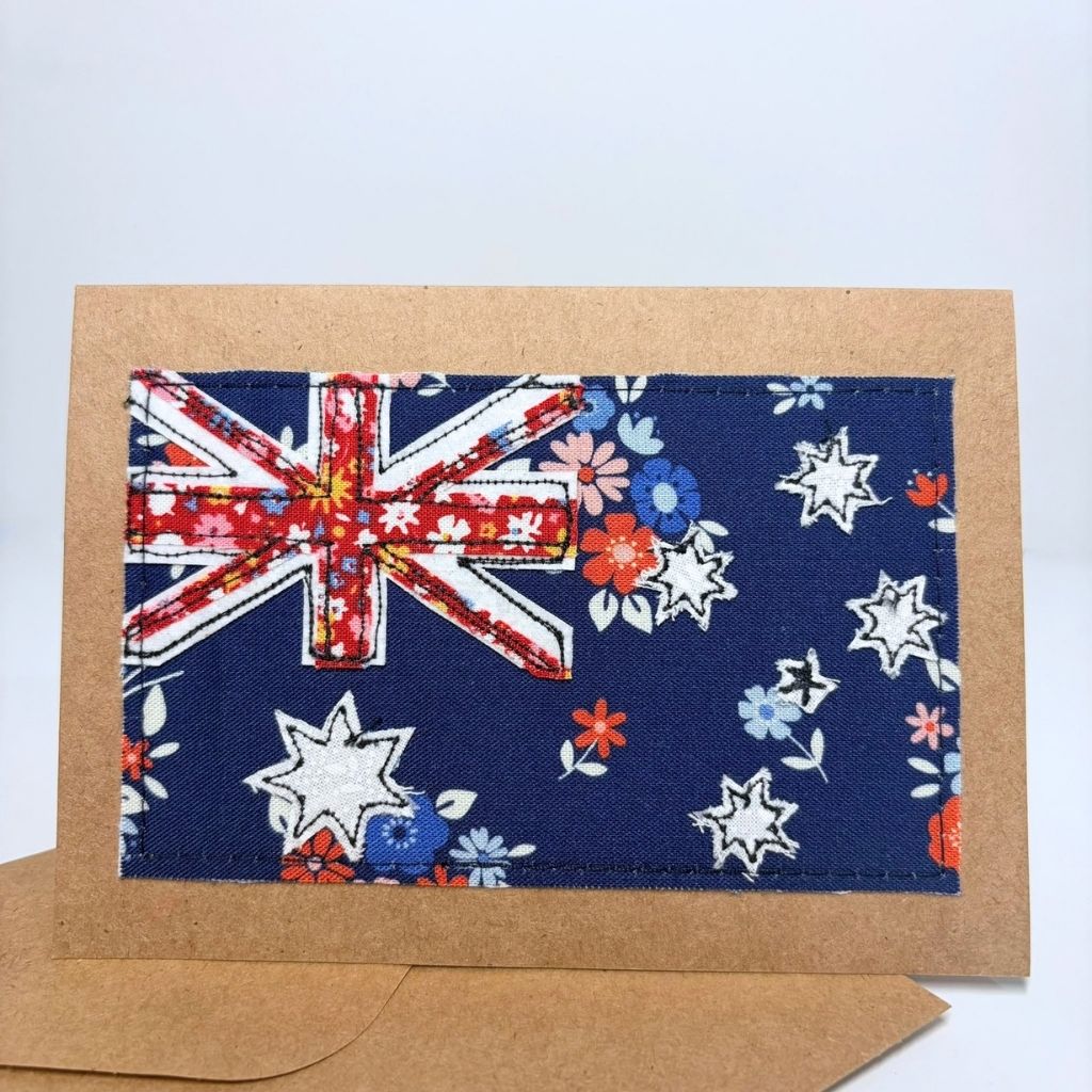 Australian Flag - Handmade Fabric Greeting Card