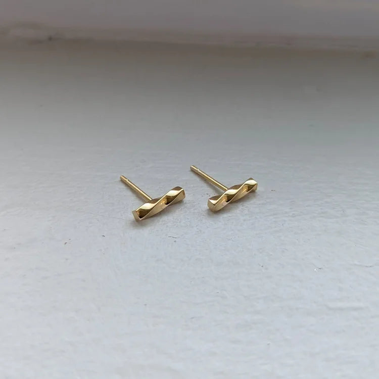 gold plated small twisted studs