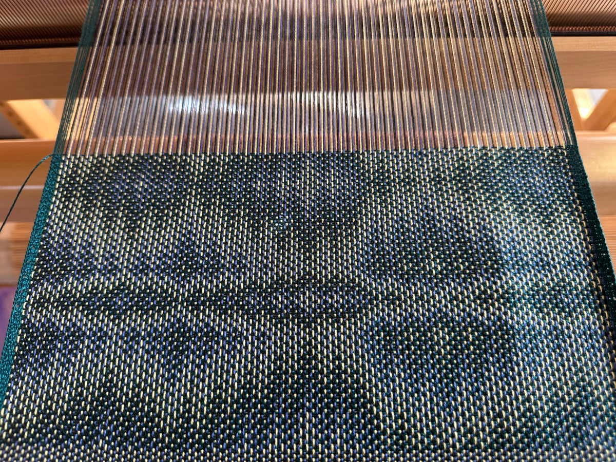 Handwoven Tencel™ Cowl - Corris Effect with Teal Weft