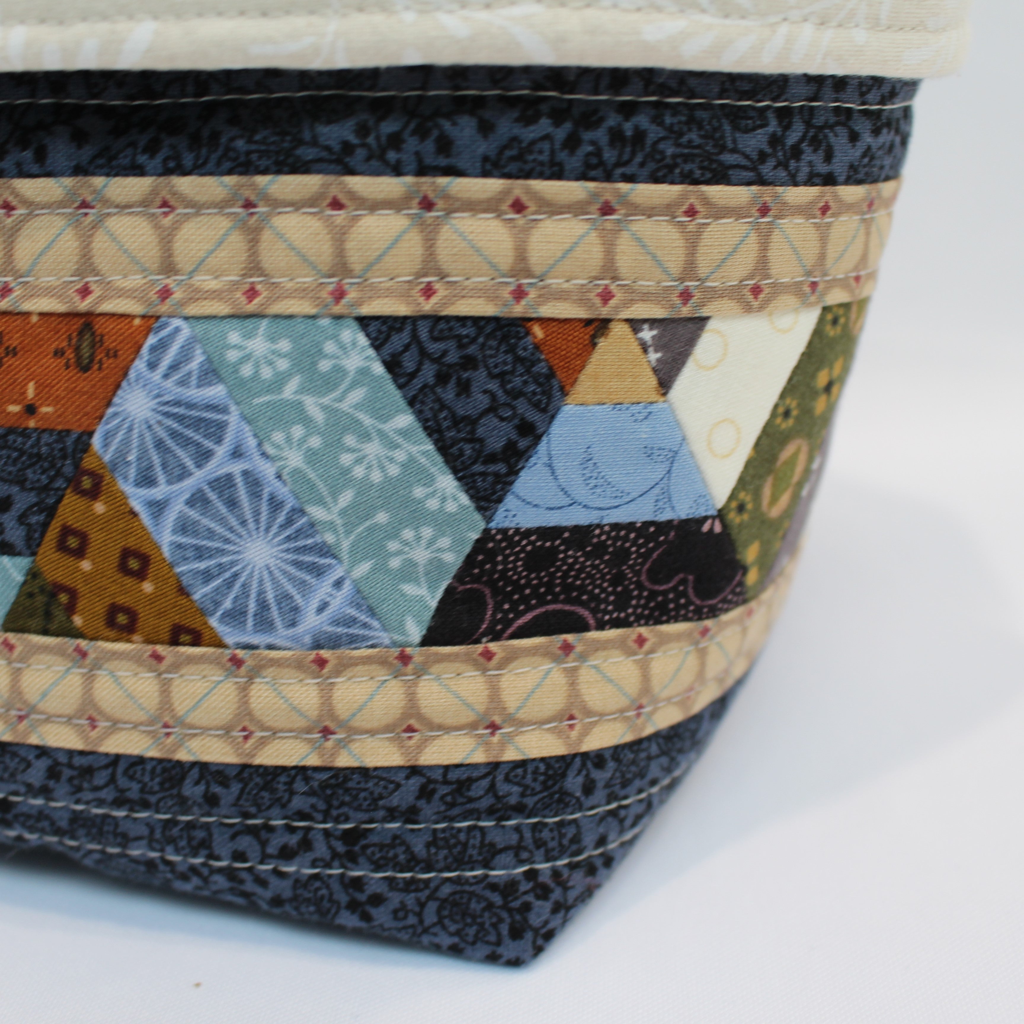 Patchwork Quilted Fabric Basket Bucket Organiser
