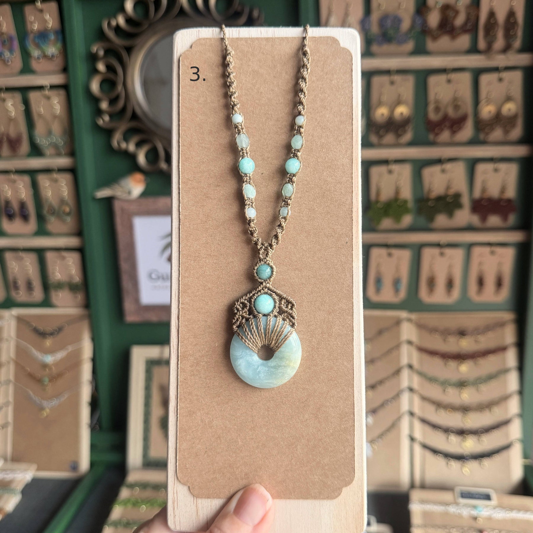 Macrame Pi-stone/Donut Necklace Pendant