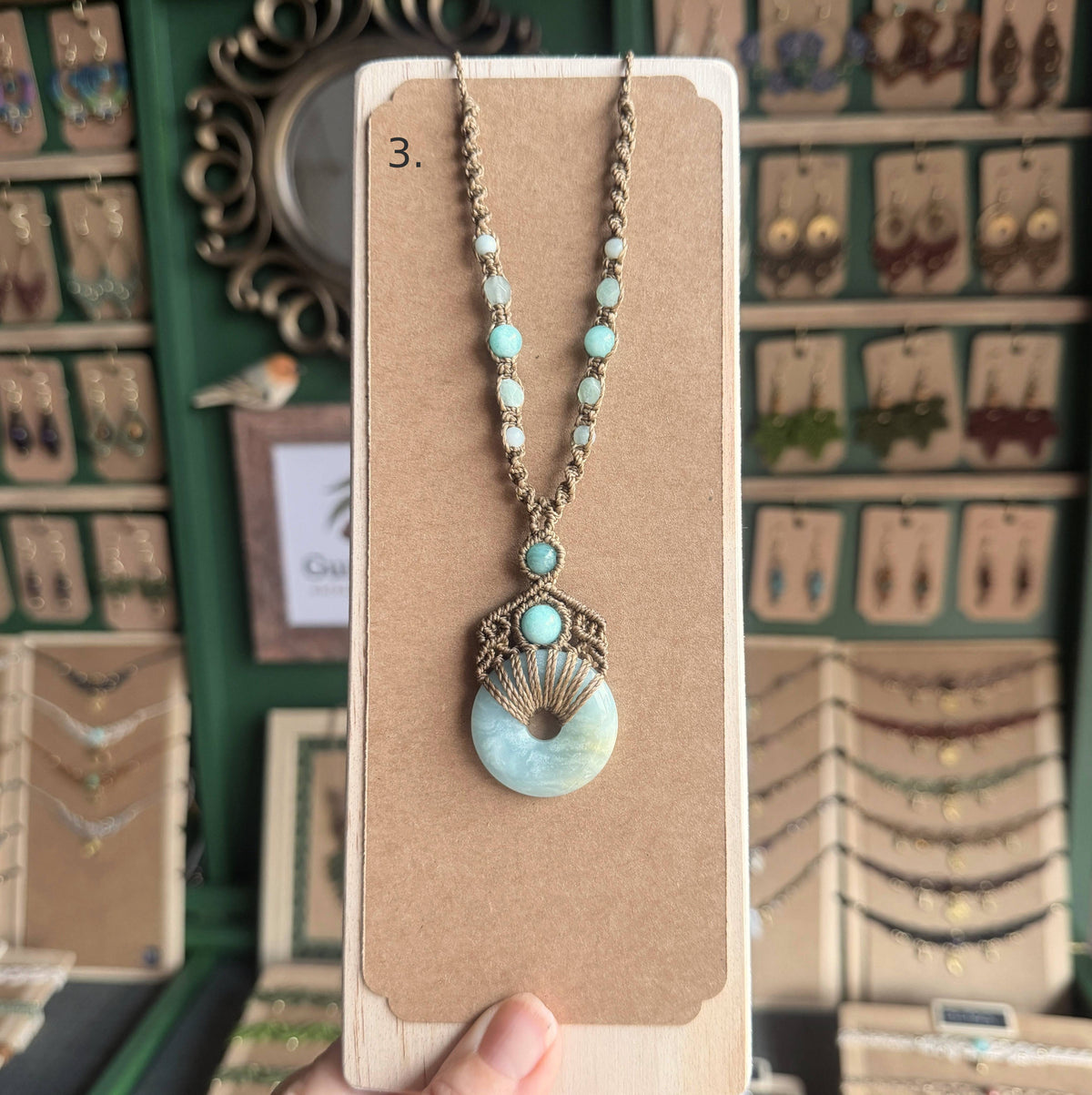 Macrame Pi-stone/Donut Necklace Pendant