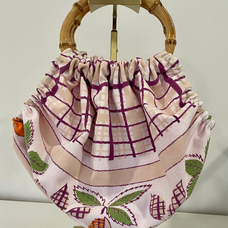 Tablecloth Handbag, Cane Handles, Handmade