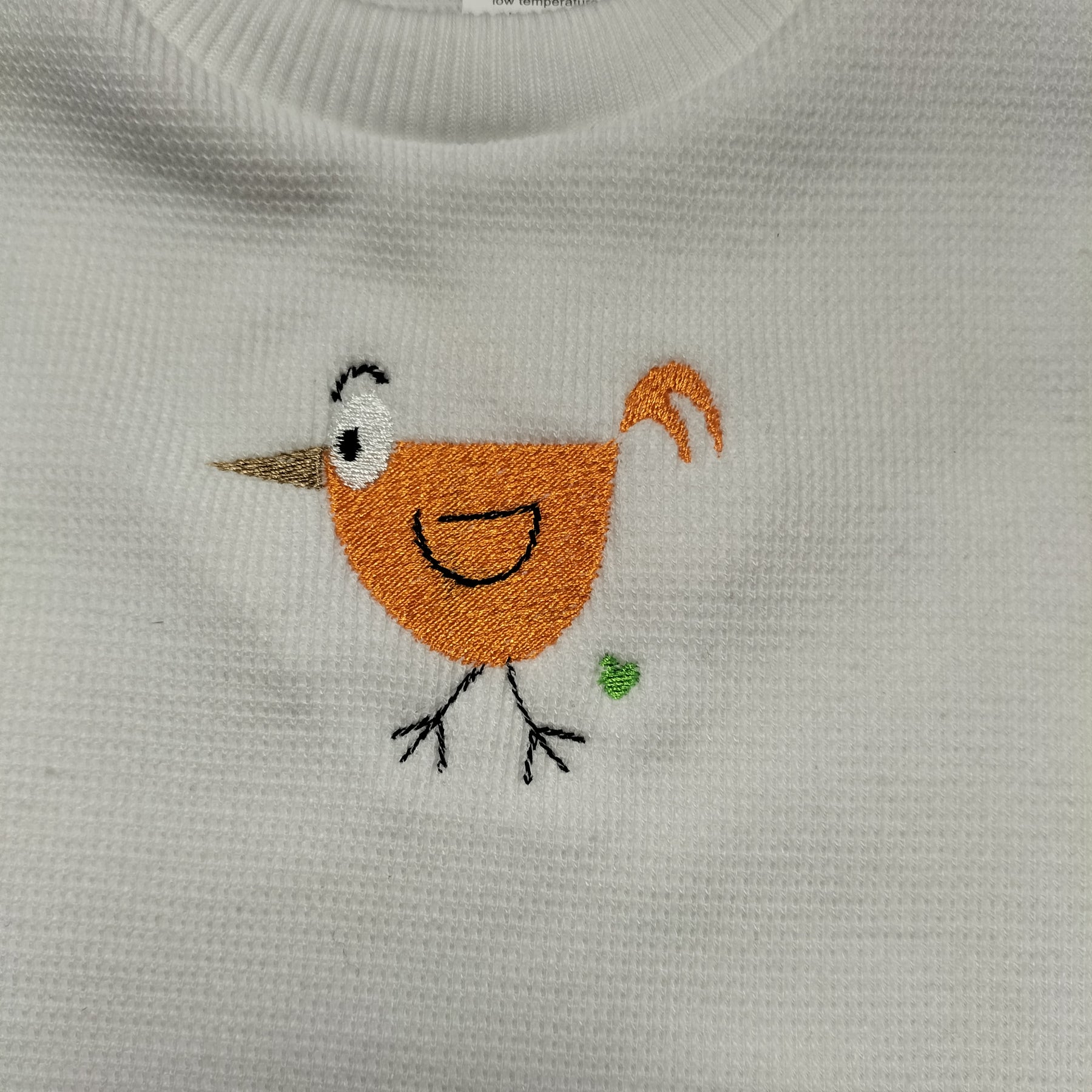 White Waffle Knit Romper Suit with Bird