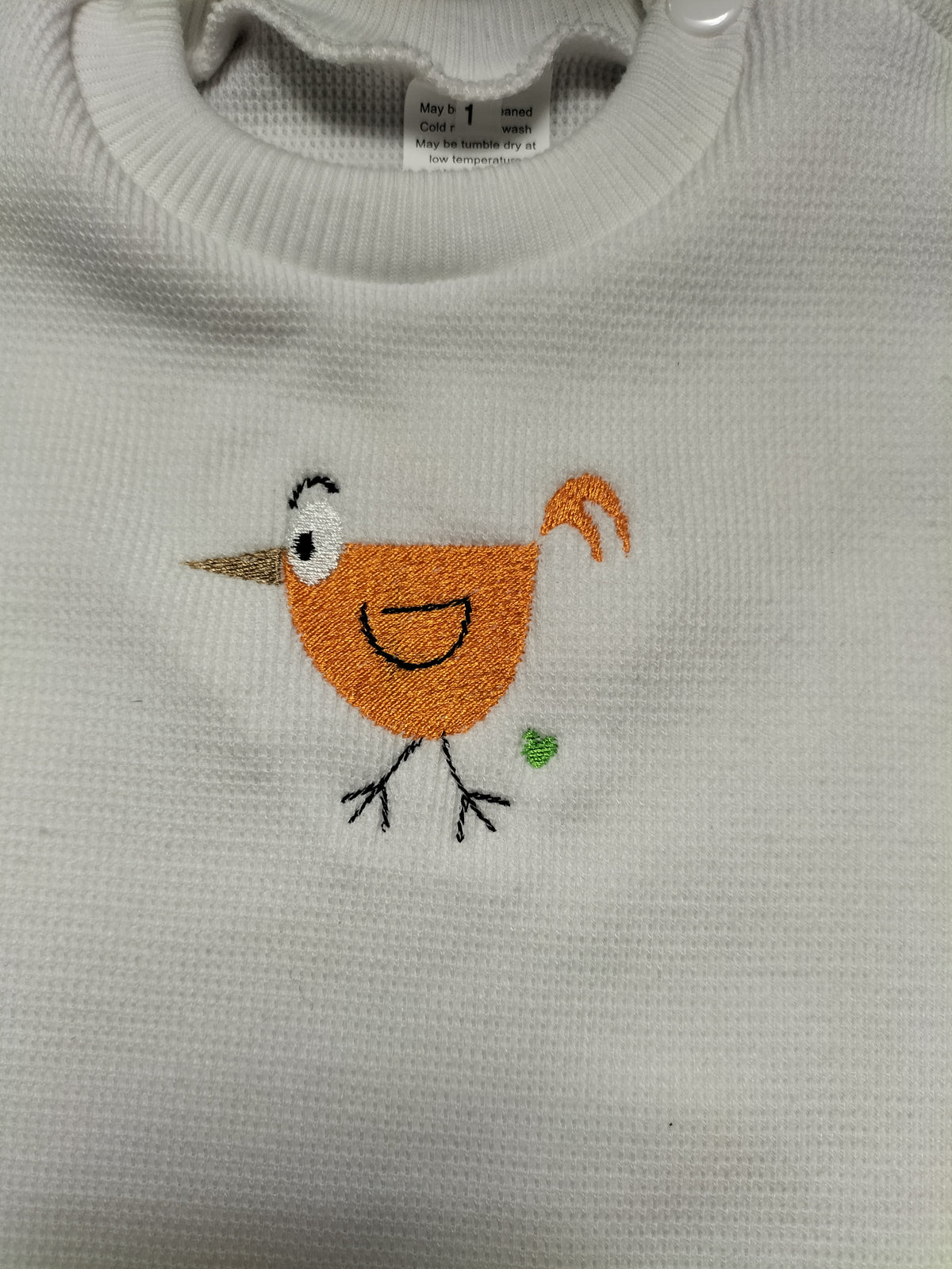 White Waffle Knit Romper Suit with Bird