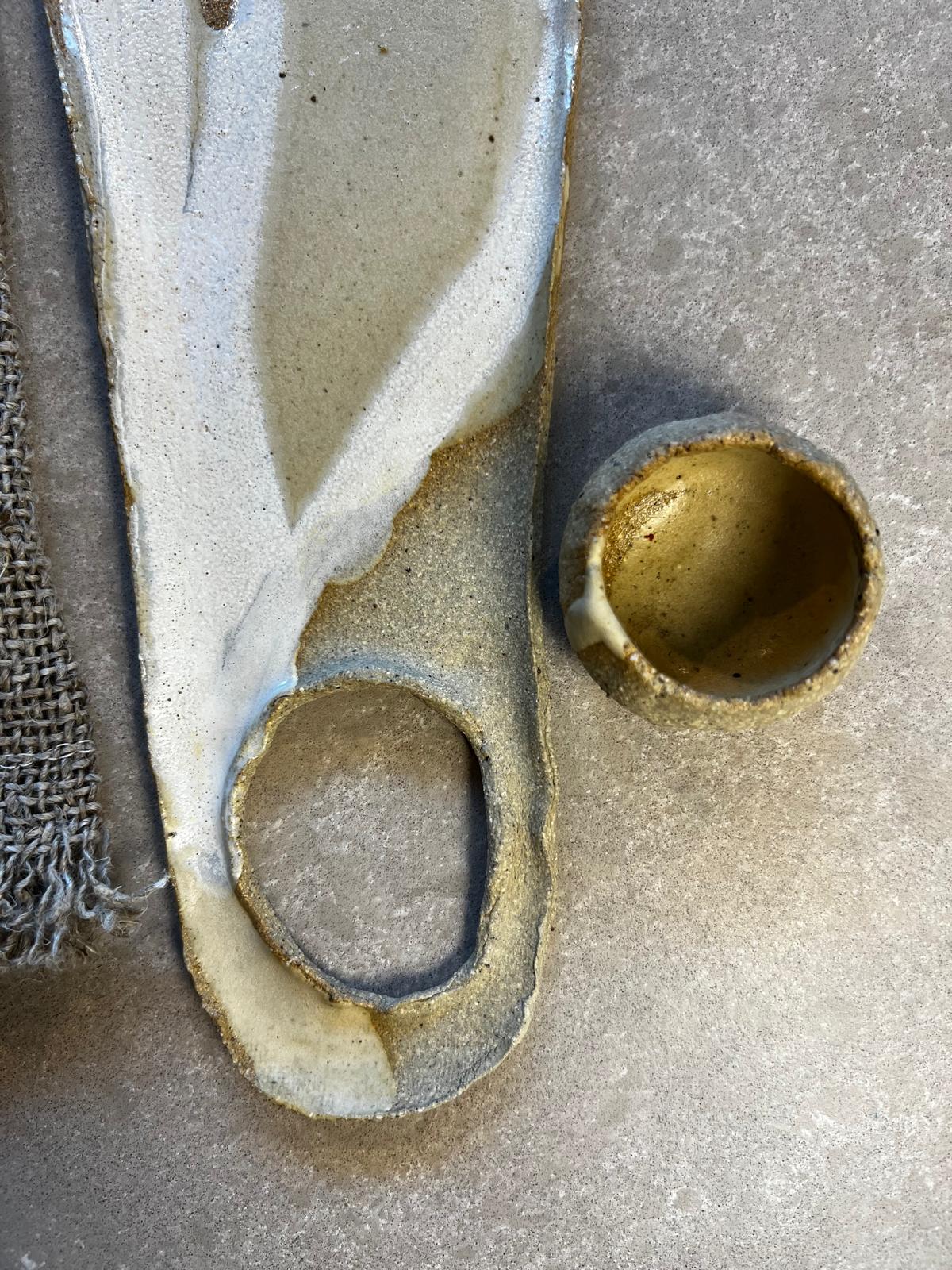 Handmade Ceramic Olive Serving Tray and Pip Bowl