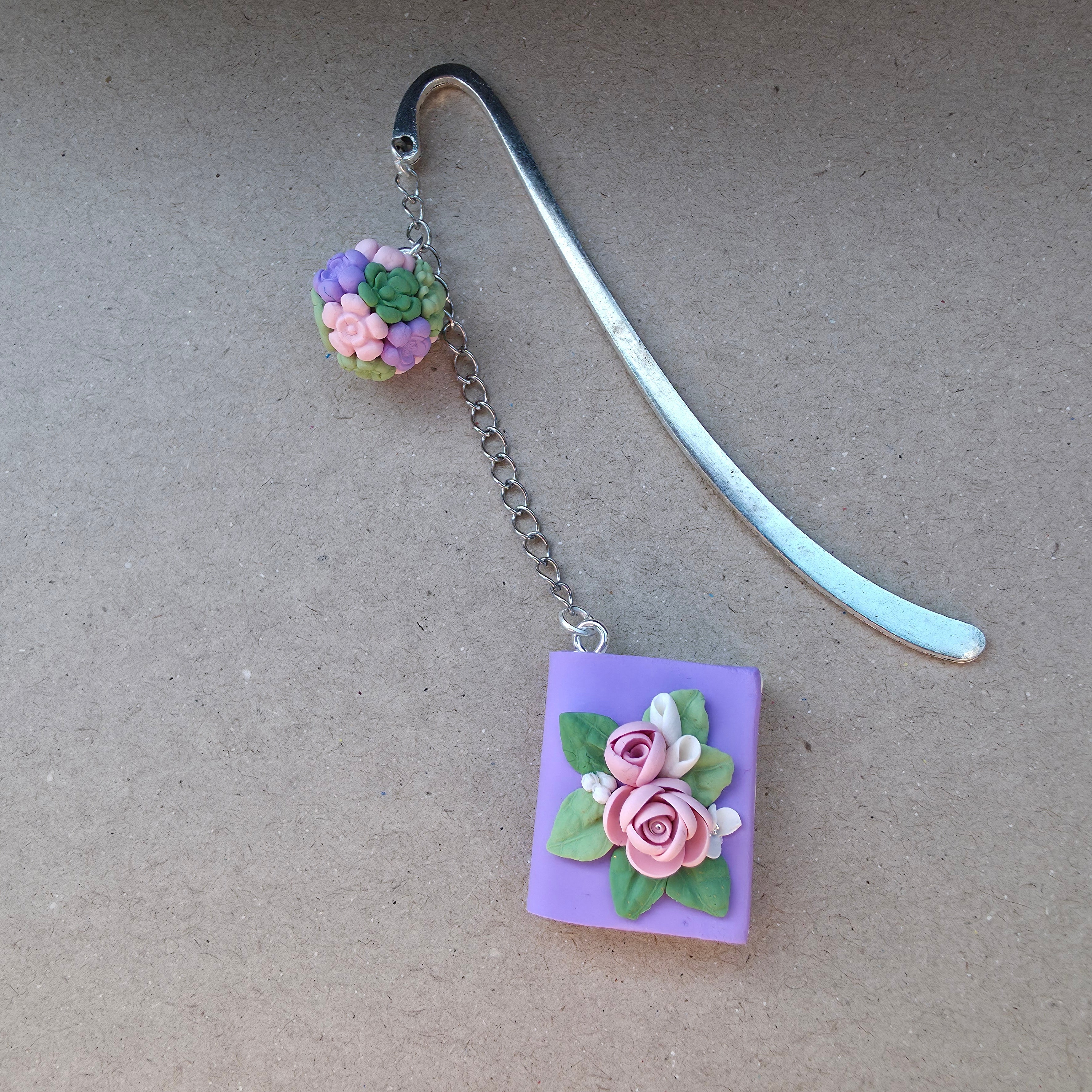 Personalised Floral Bookmark | Initial Book Bookmark | Handmade Polymer Clay Book Lover Gift
