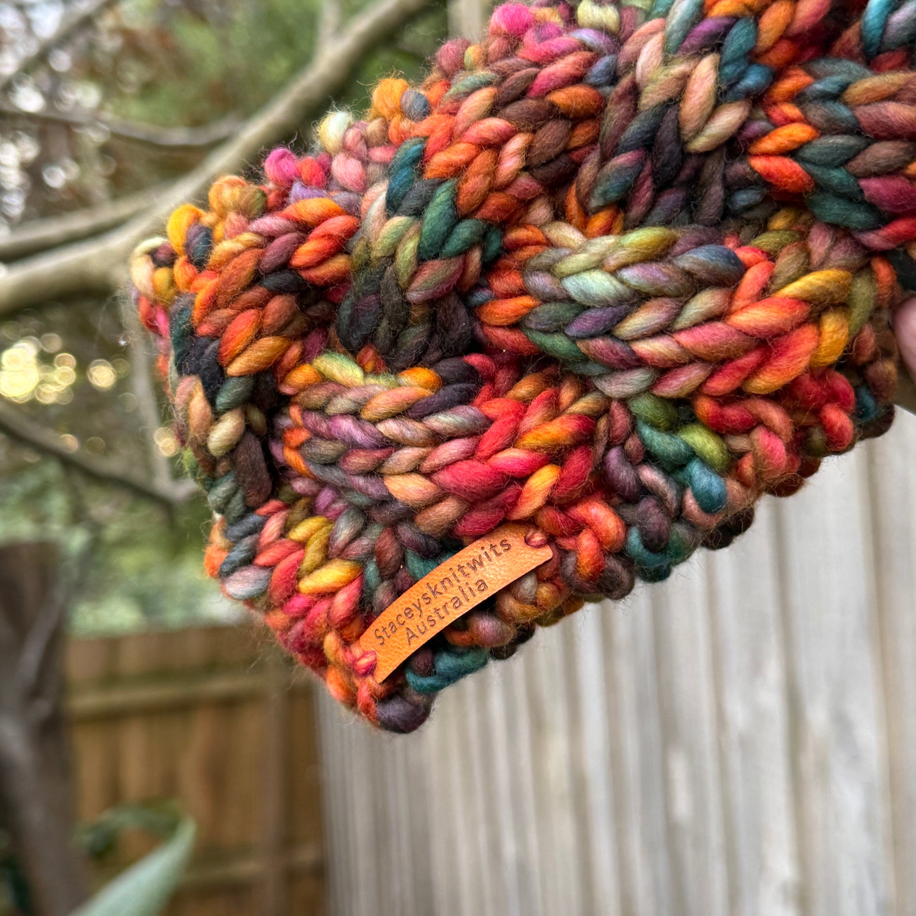 Hand Knitted Merino Headband, Colorful Rainbow Headband