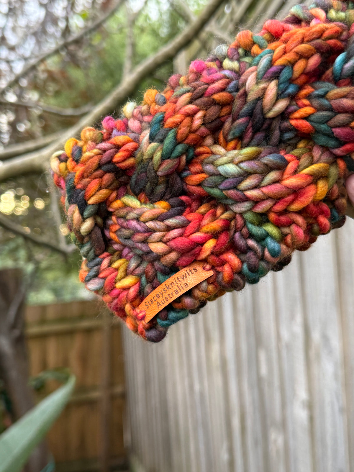 Hand Knitted Merino Headband, Colorful Rainbow Headband