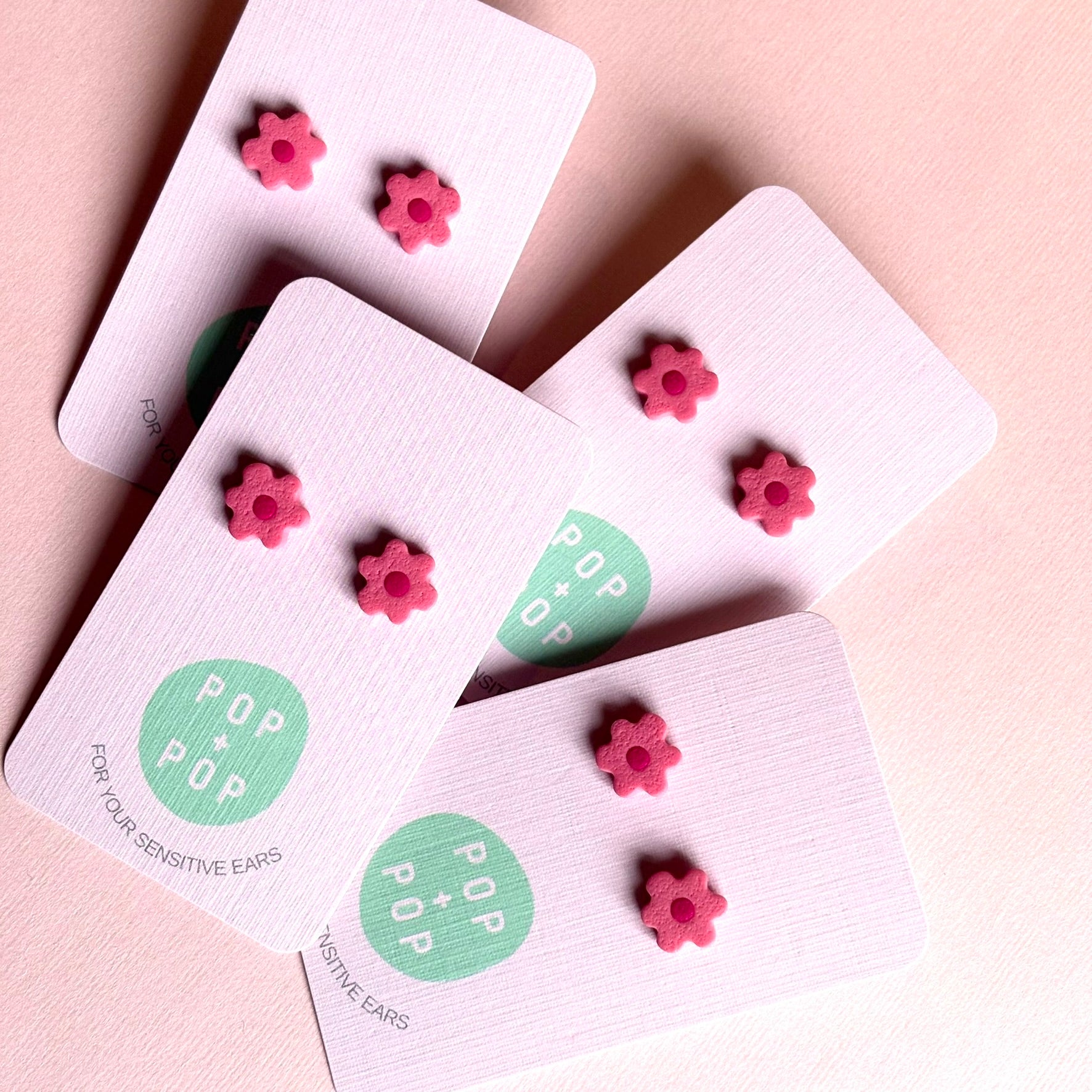 Earrings Flower Studs pink 2 tone 11mm