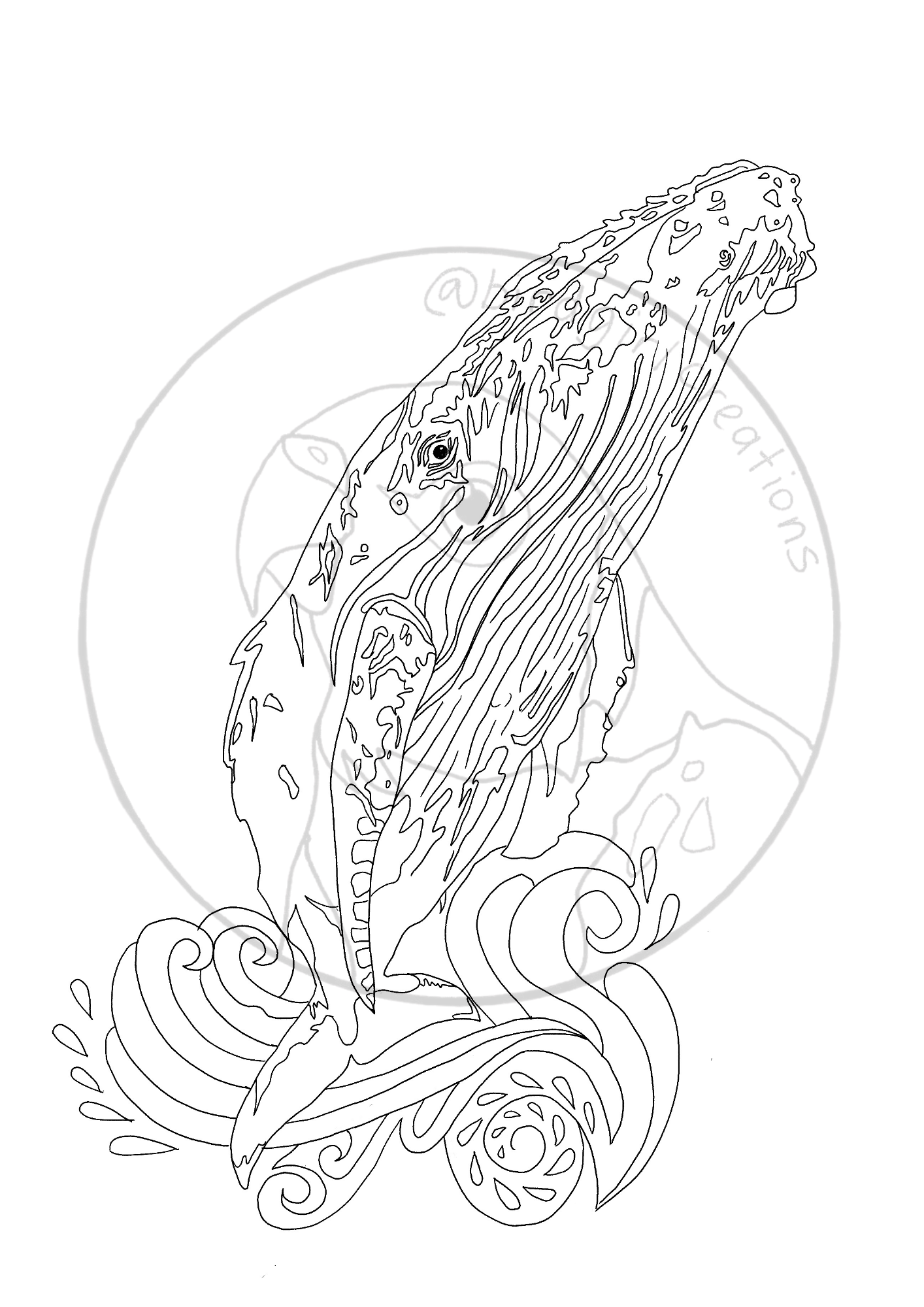 Whale colouring in page PDF