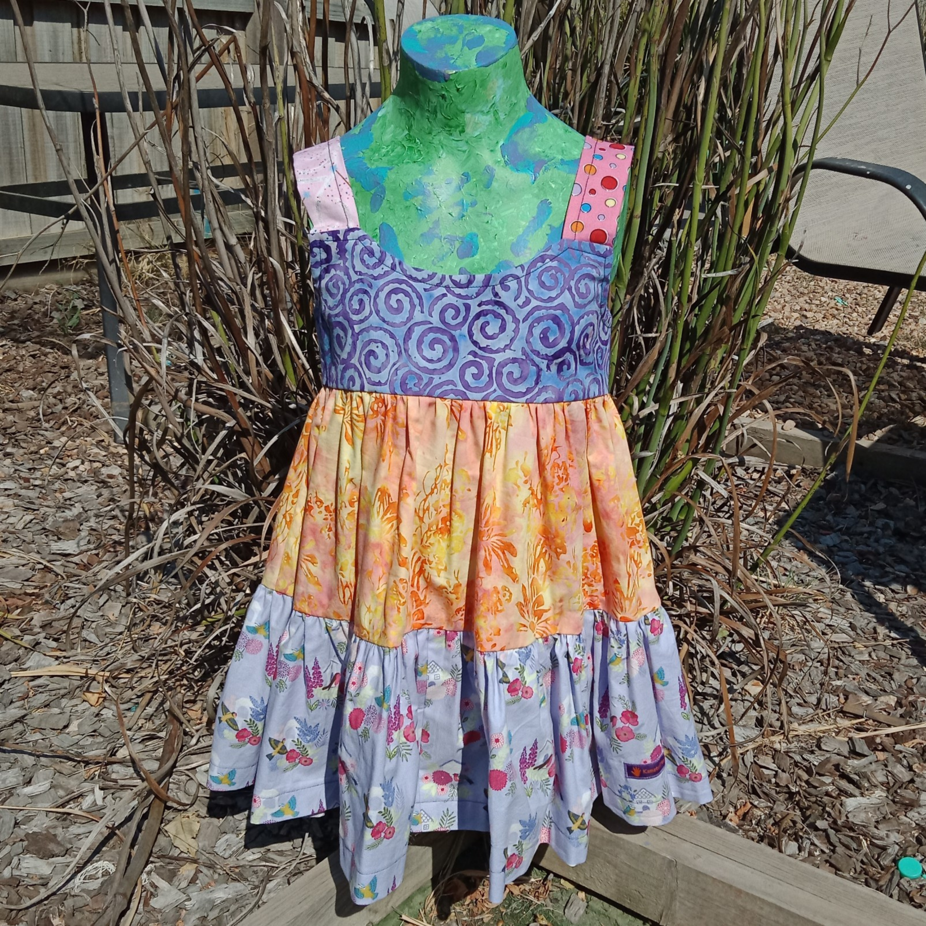 Girls Dress, Size 4, Spirals/Tiedye/Spots/Floral.