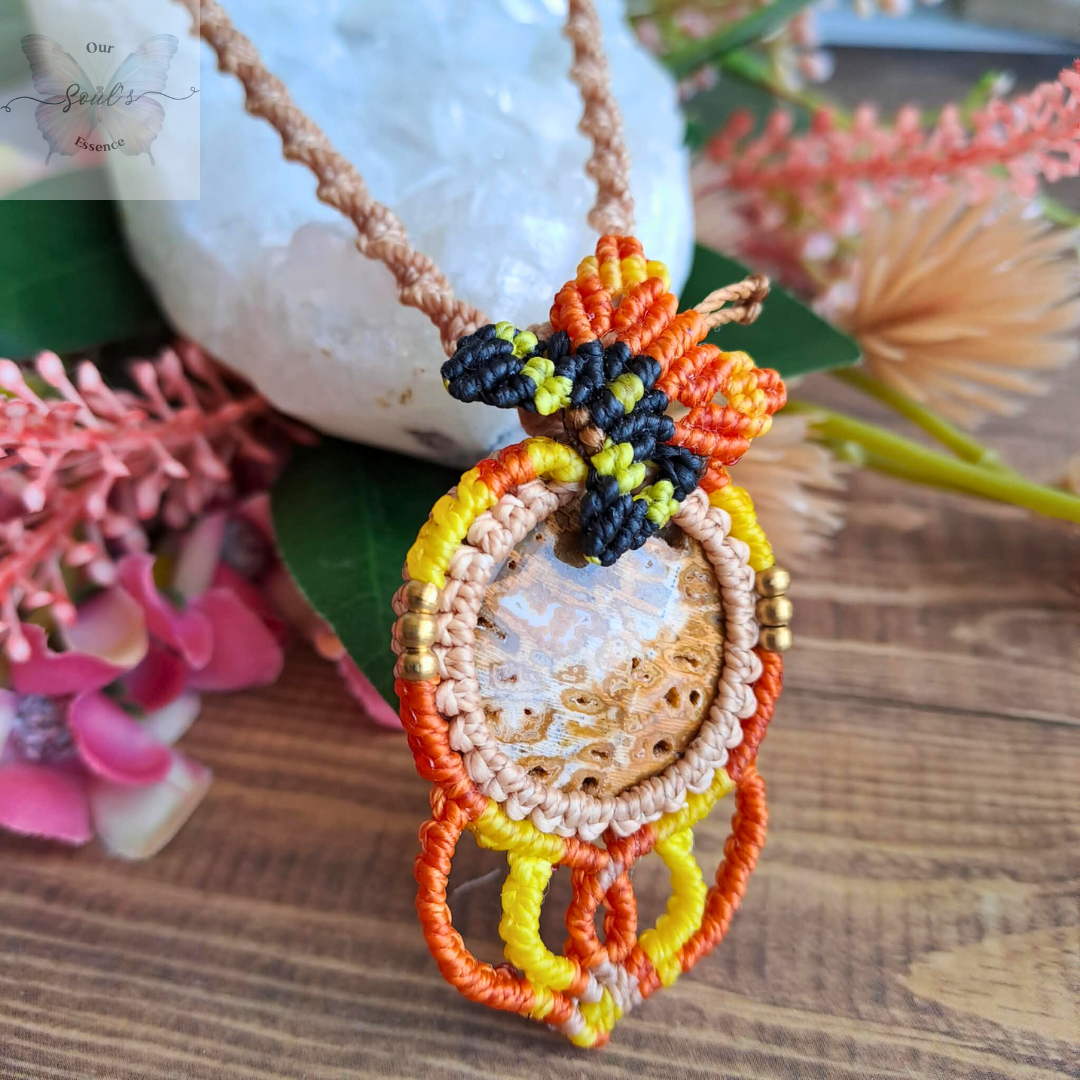 Palm Wood Micro Macramé Necklace