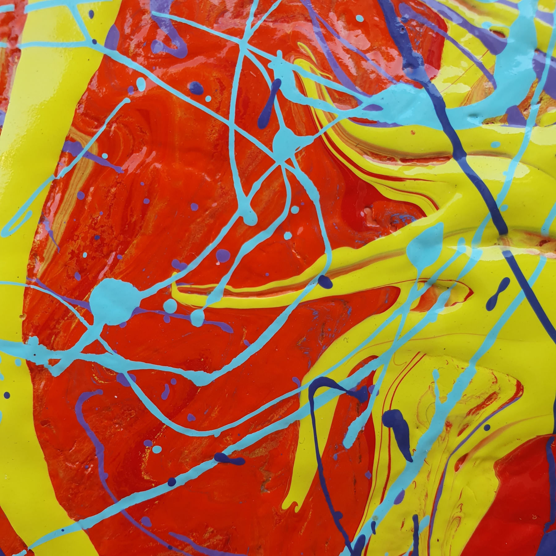 Solar Flare. Original Abstract, Hexagon Acrylic Canvas Painting.