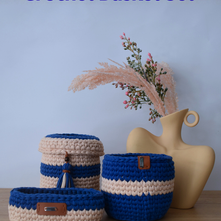 Luxury Handmade Crochet Basket Collection | 3-Piece Storage Set