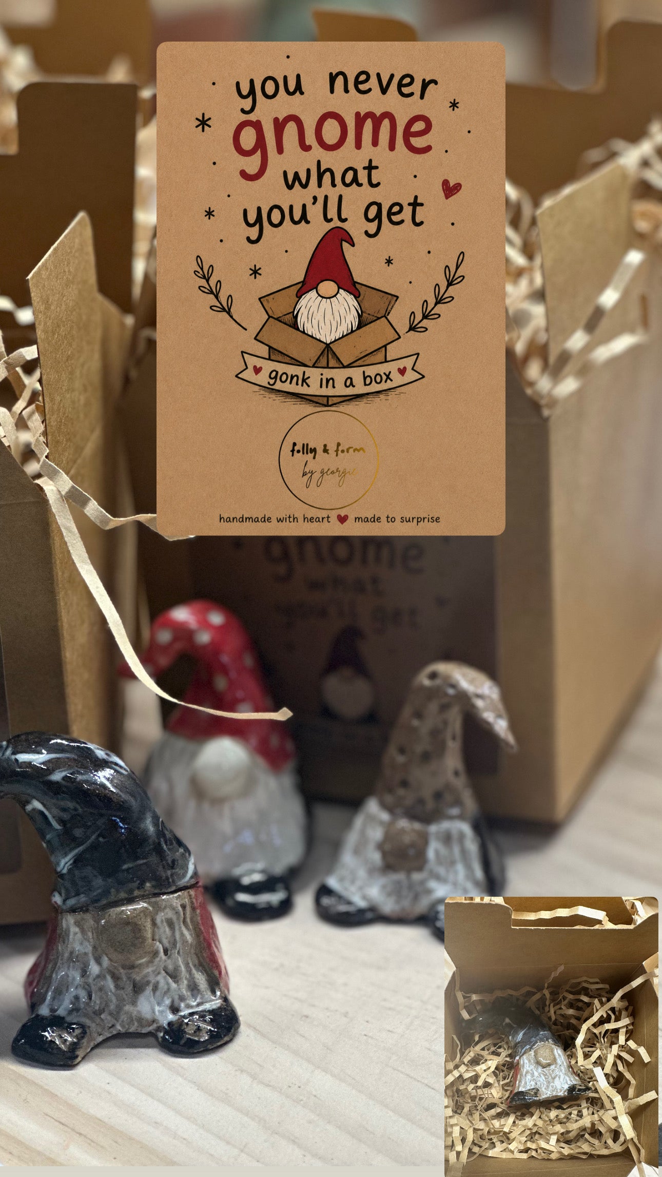 Gonk in a Box | Handmade Ceramic Mystery Gonk | Australian Handmade Gift