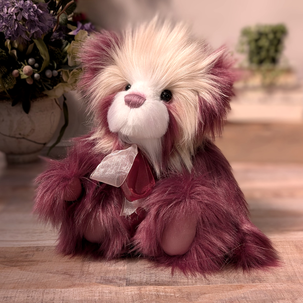 Handmade Raspberry Plush Artist Bear: Collectible One-of-a-Kind Teddy