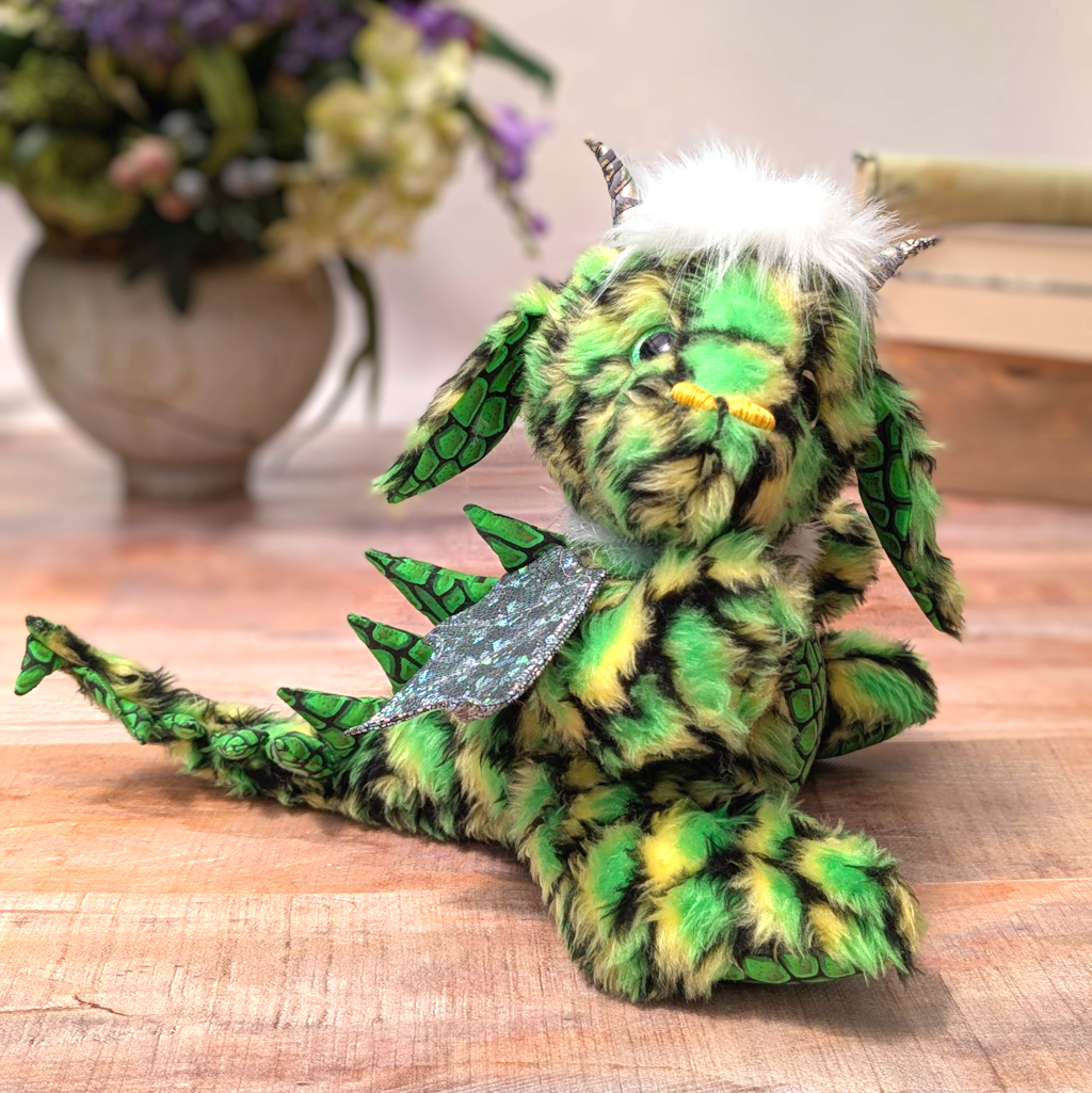 Handmade Green Dragon Bear, OOAK Dragon, Elyndor Verdantspire