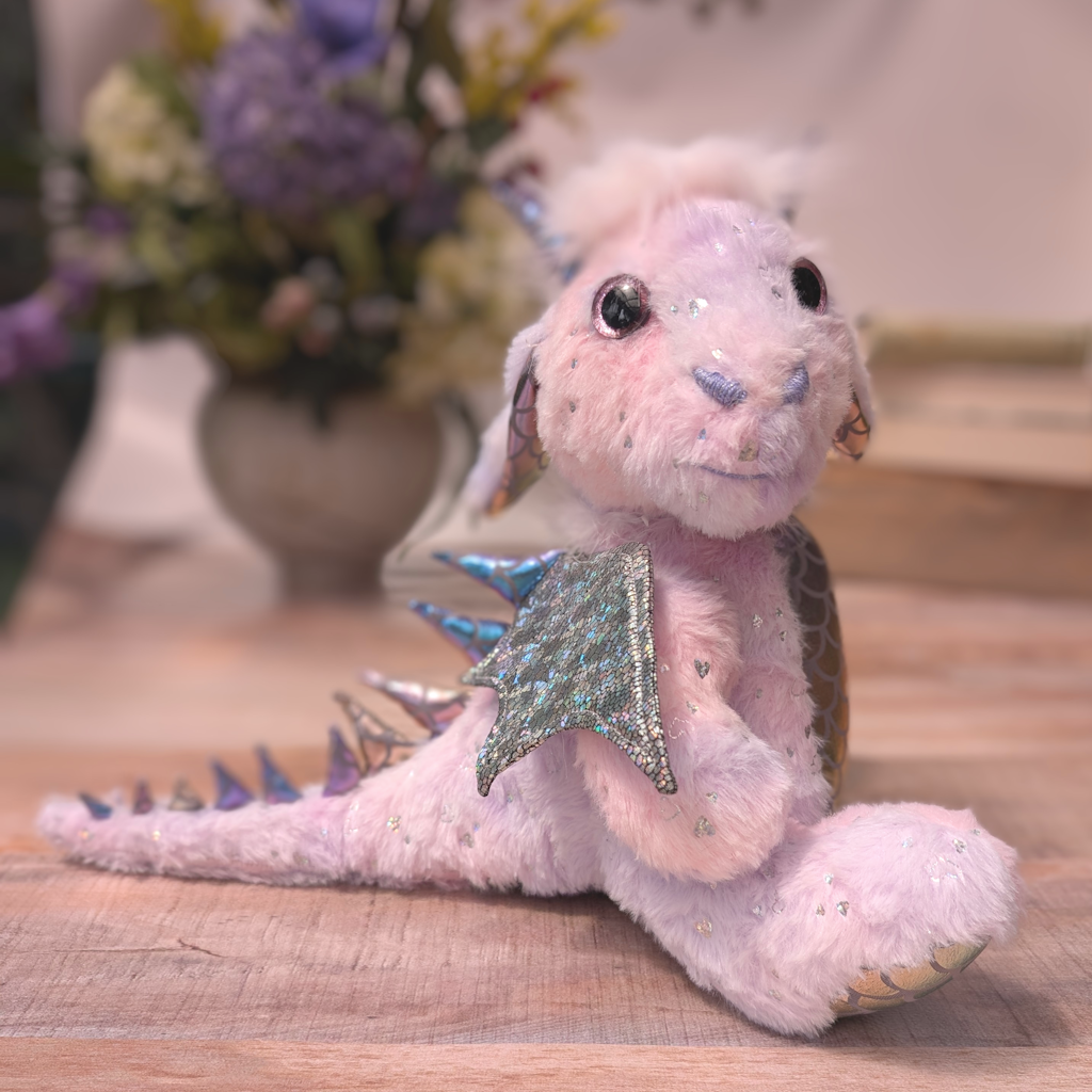 Handmade Mauve Dragon Bear, One of a kind Dragon, Lavendara