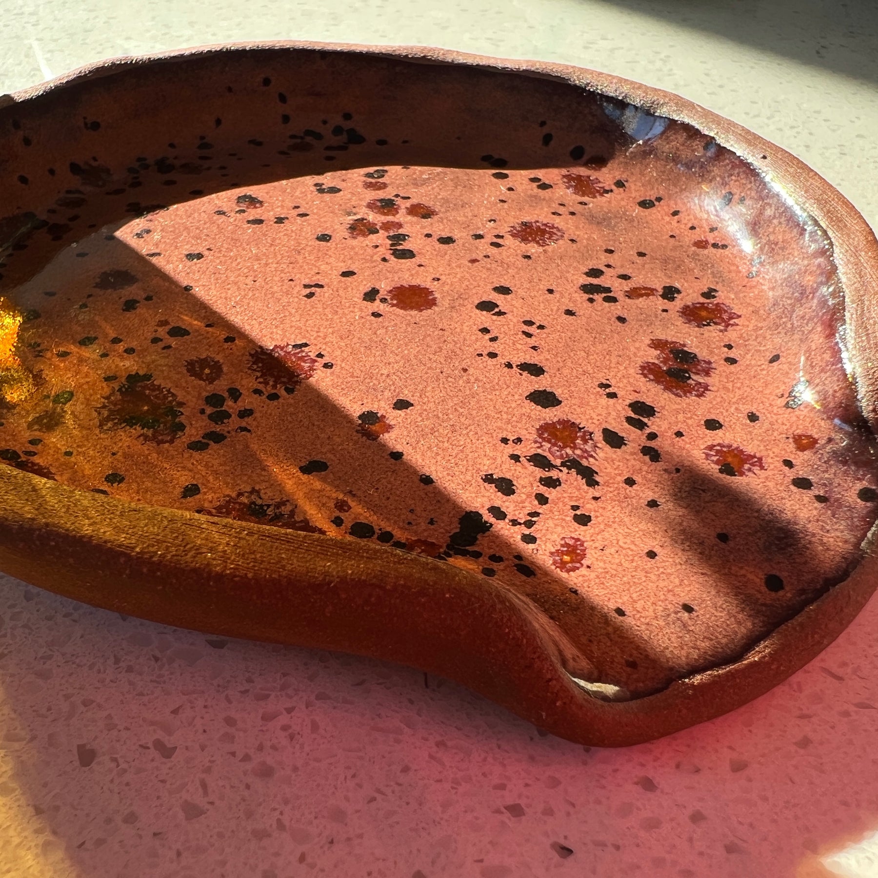 Handmade Ceramic Spoon Rest – Dusty Plum Collection, Speckled Stoneware, Artisan Pottery