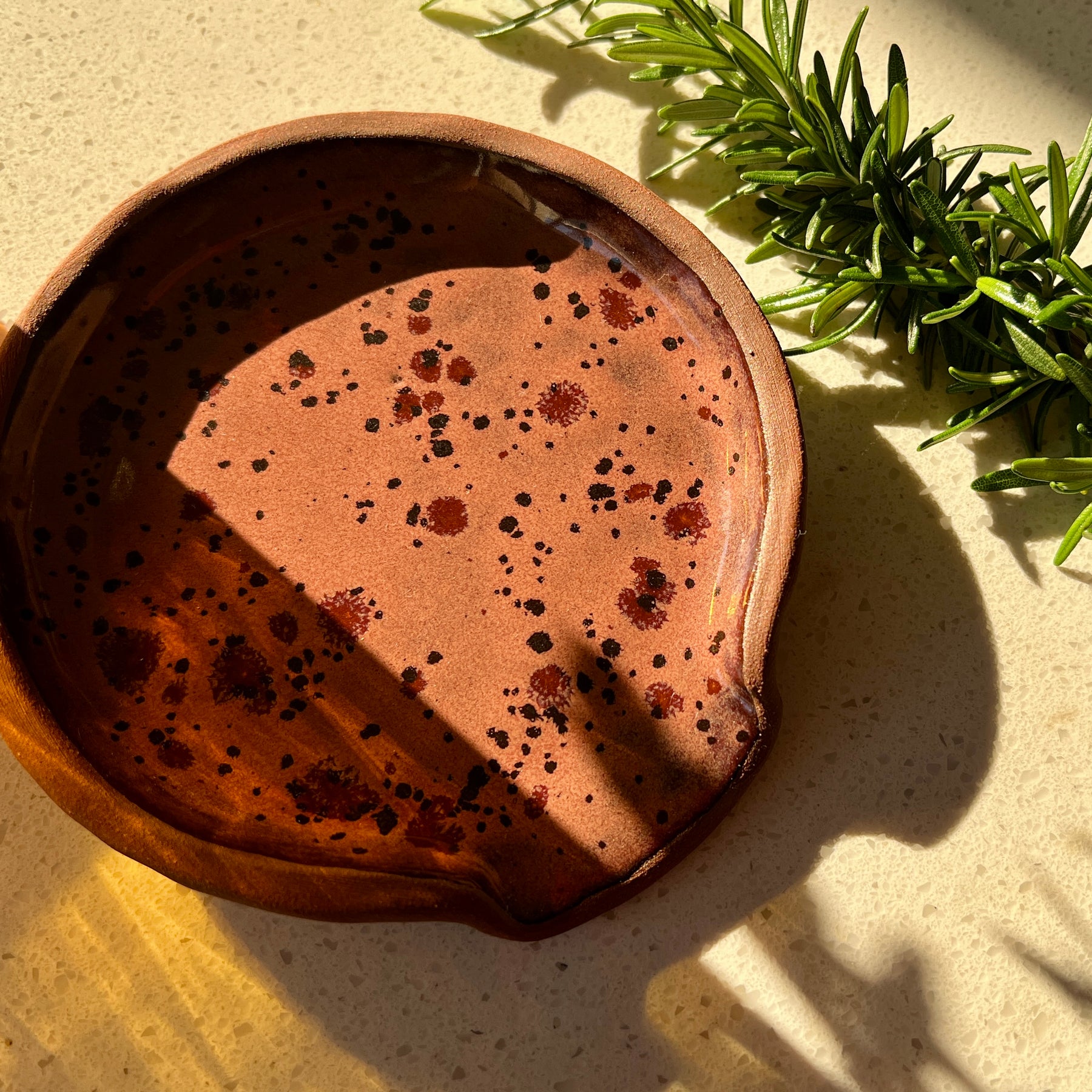 Handmade Ceramic Spoon Rest – Dusty Plum Collection, Speckled Stoneware, Artisan Pottery
