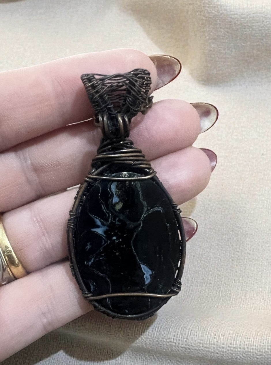 Roots of Age – Palm Root Fossil Wire Wrapped Pendant