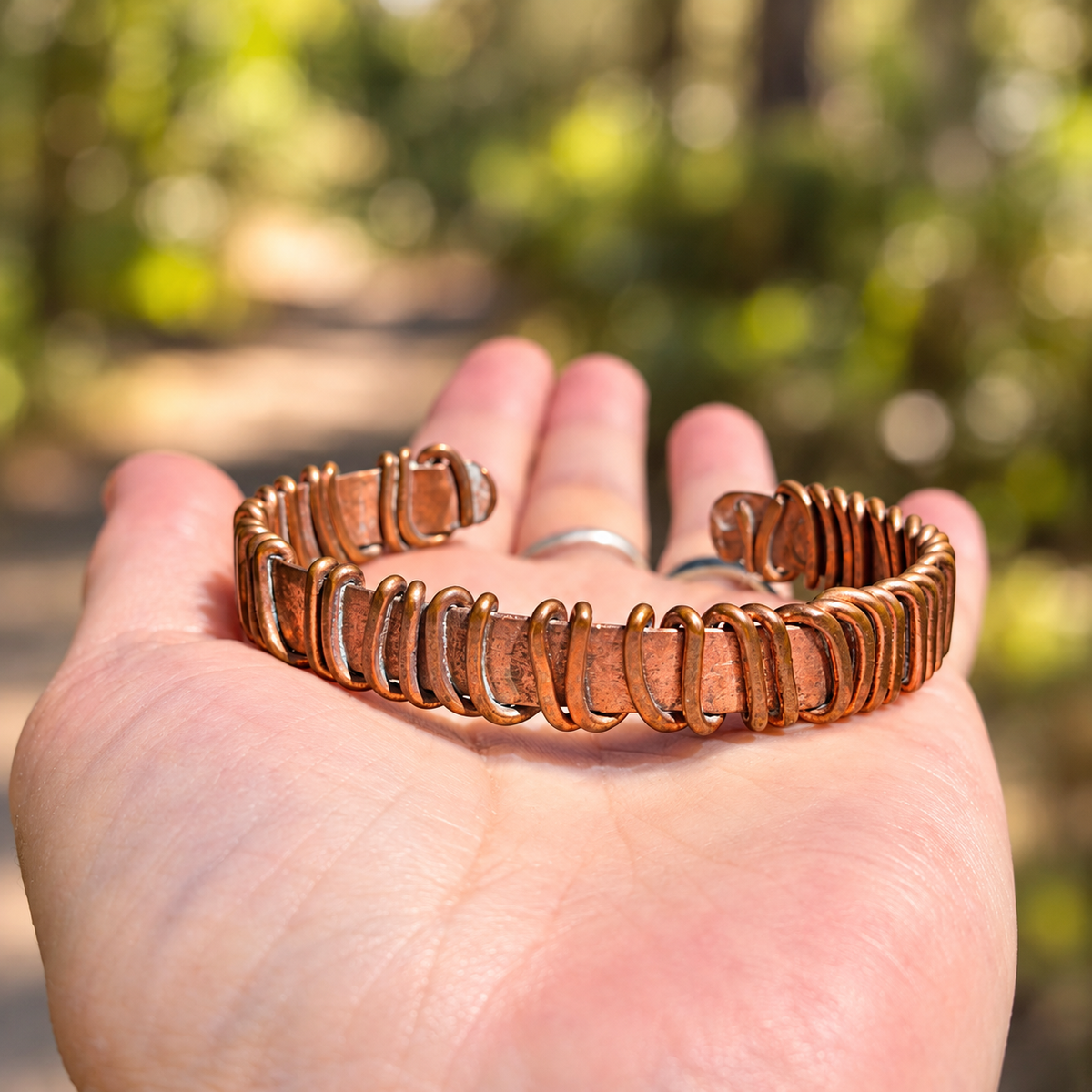 Handmade Wire-Wrapped Copper Cuff Bracelet B002
