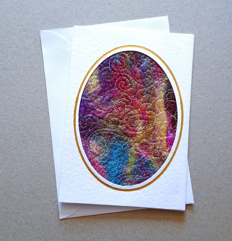 Free motion embroidery on hand made silk paper  #6