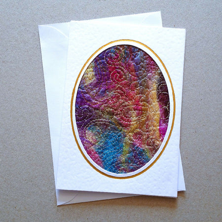 Embroidered silk paper card #6