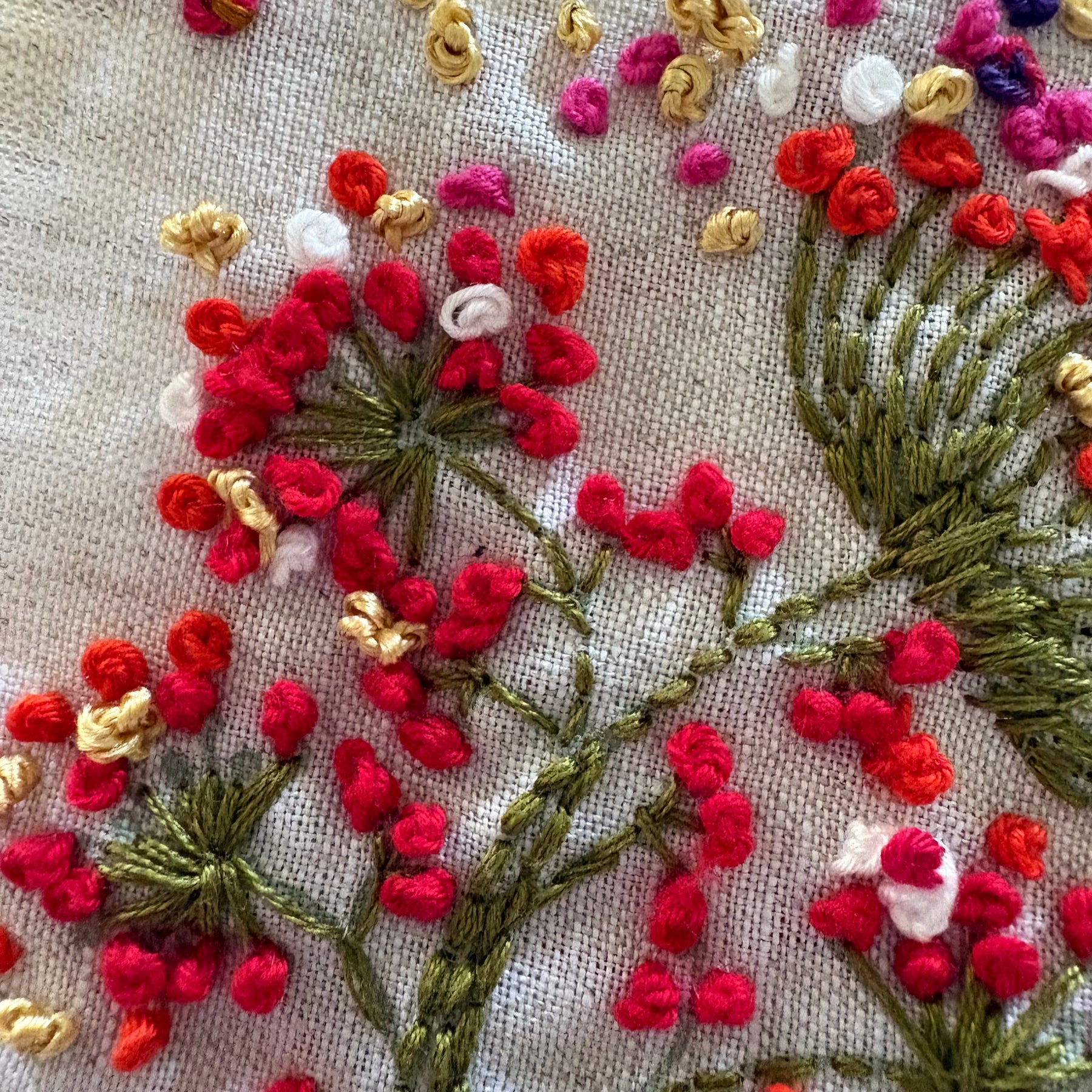 Blooms in Thread, framed mixed media