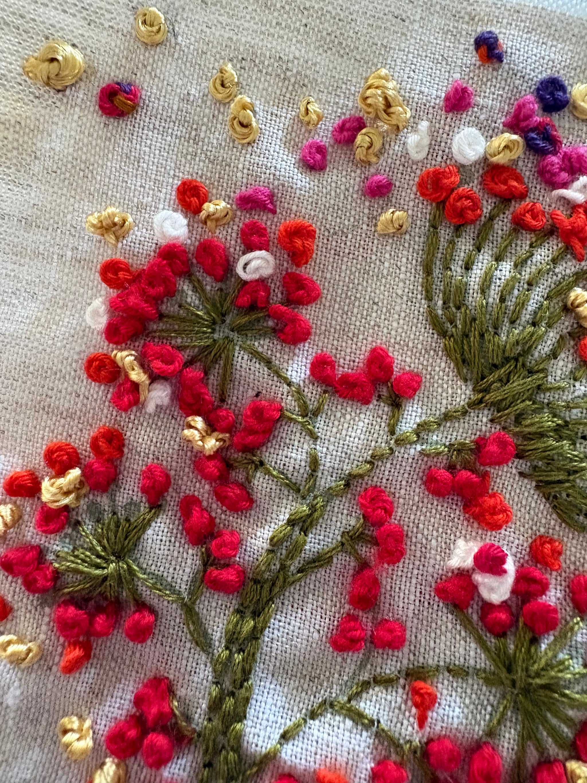 Blooms in Thread, framed mixed media