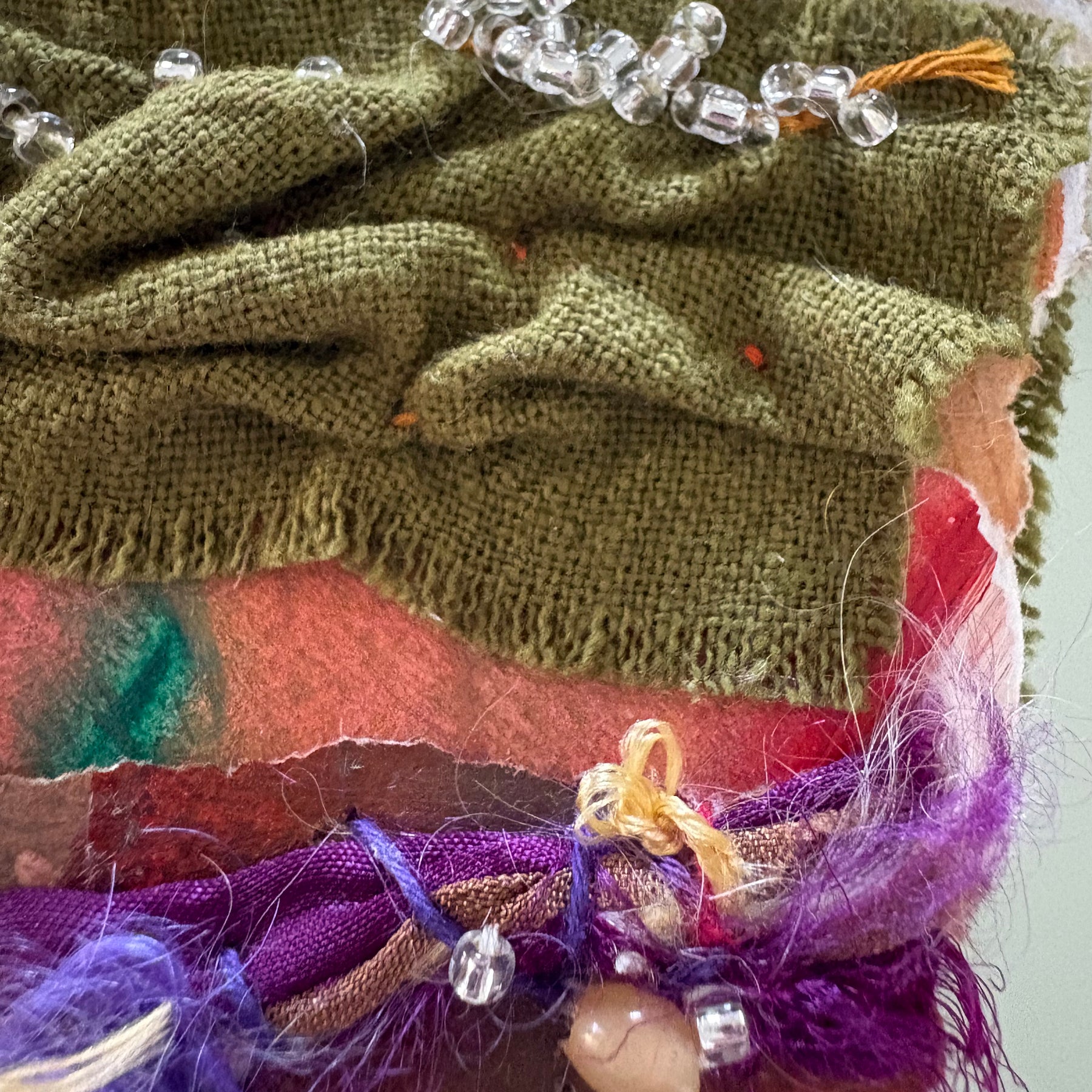 Blooms in Thread, framed mixed media
