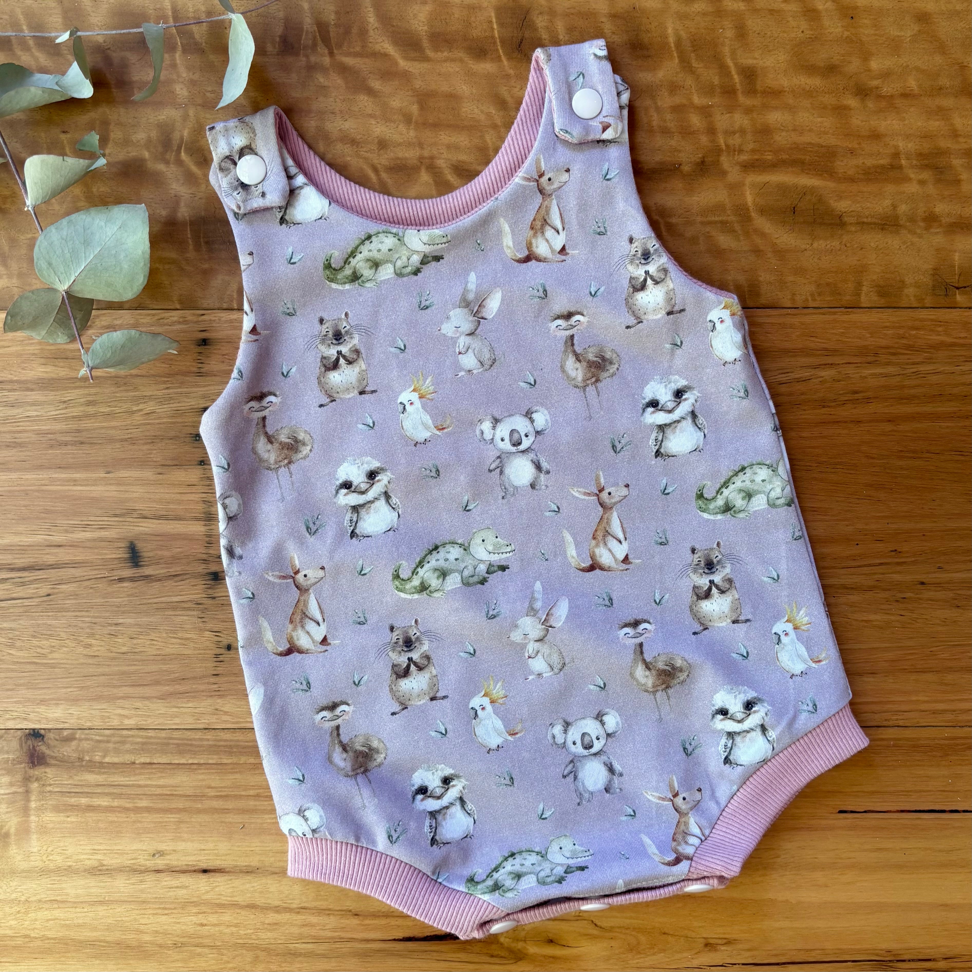 Baby Summer Romper -  Pink Australian Animals