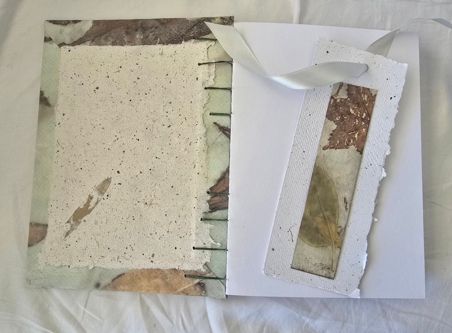 Hand Made Journal with Original Art Eco Print  Covers